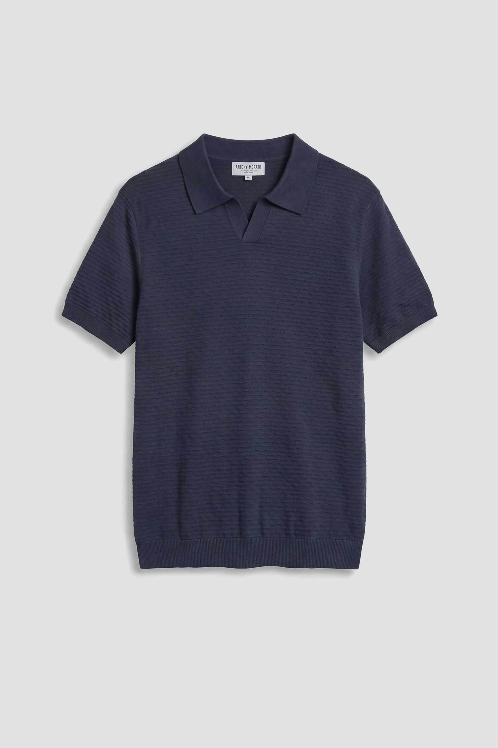 Antony Morato Ανδρική Μπλούζα Πόλο Textured Regular Fit - Sw01601Ya100071 Μπλε Σκούρο