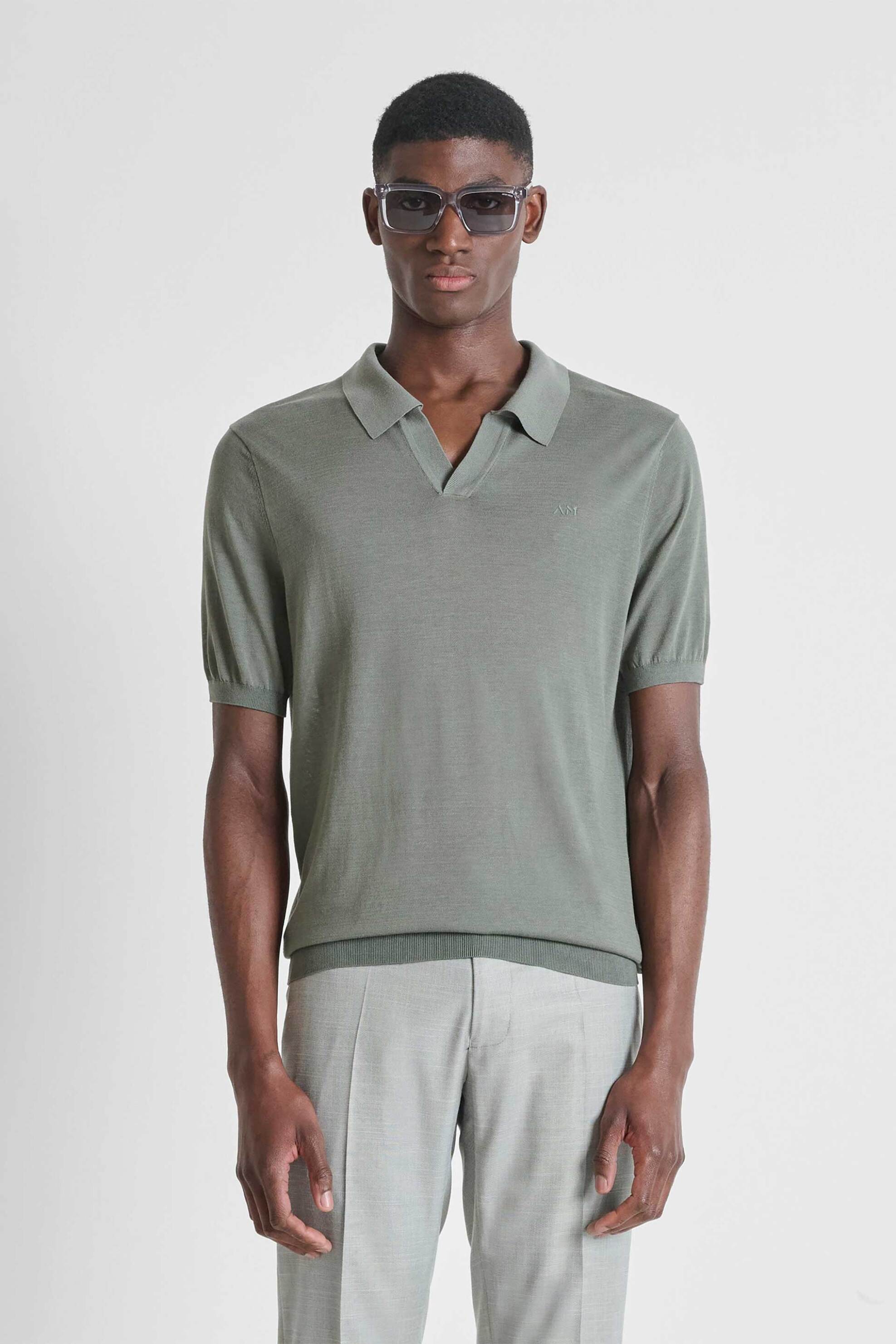 Antony Morato ανδρική μπλούζα πόλο με μετάξι Slim Fit - SW01608YA200091 Λαδί