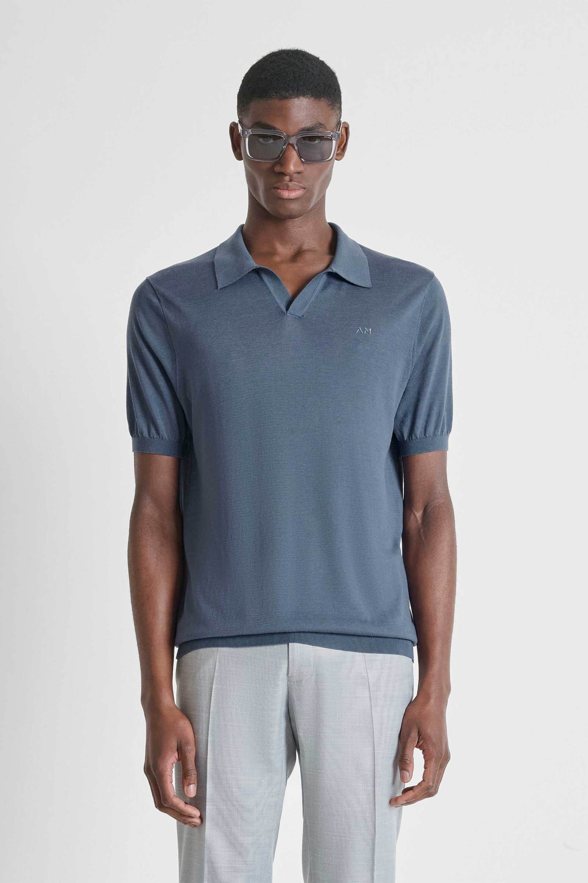 Antony Morato ανδρική μπλούζα πόλο με μετάξι Slim Fit - SW01608YA200091 Μπλε