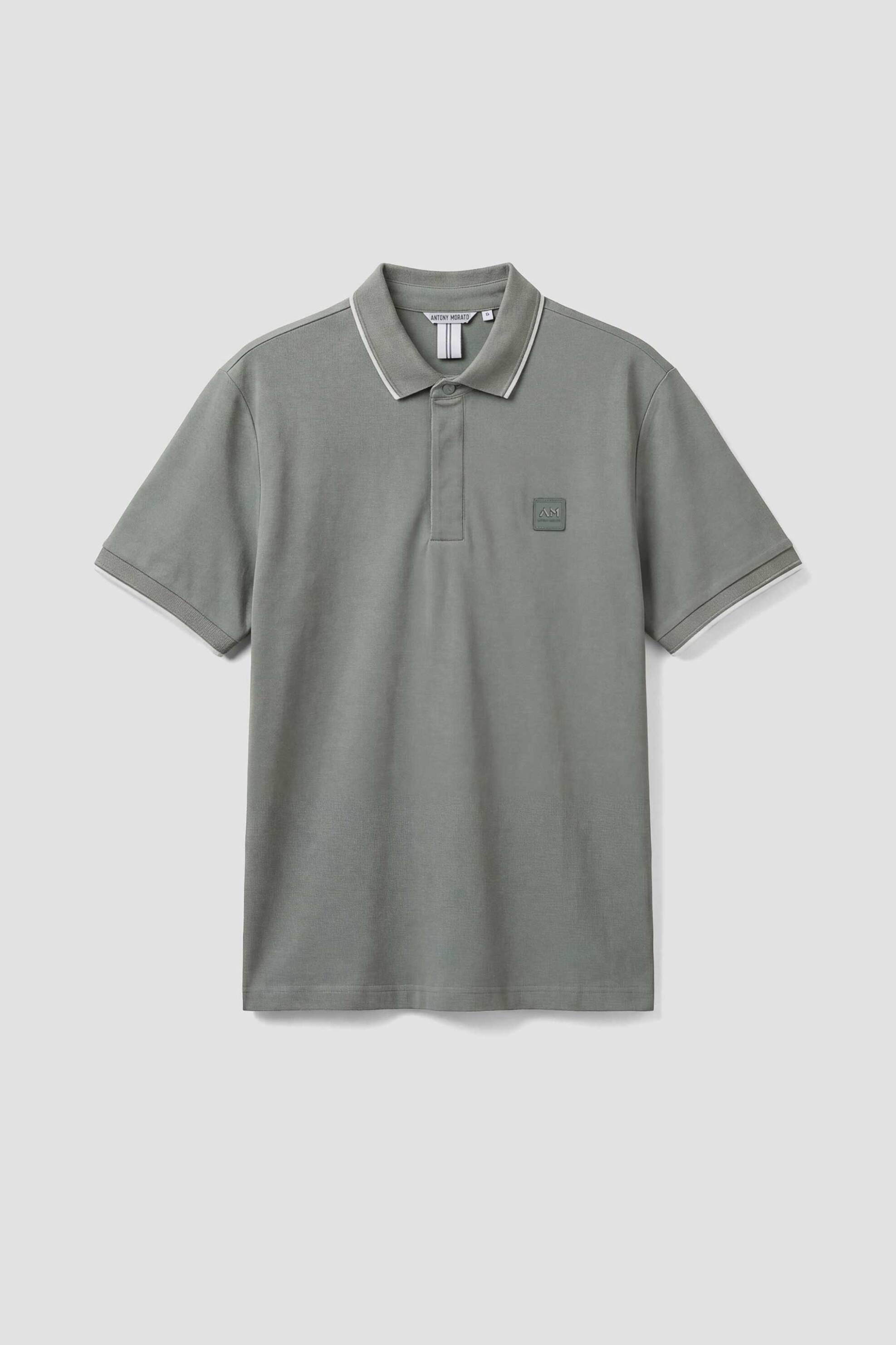 Antony Morato Ανδρική Μπλούζα Πόλο Πικέ με Contrast Trims Και Logo Patch Regular Fit - Ks02640Fa100270 Λαδί
