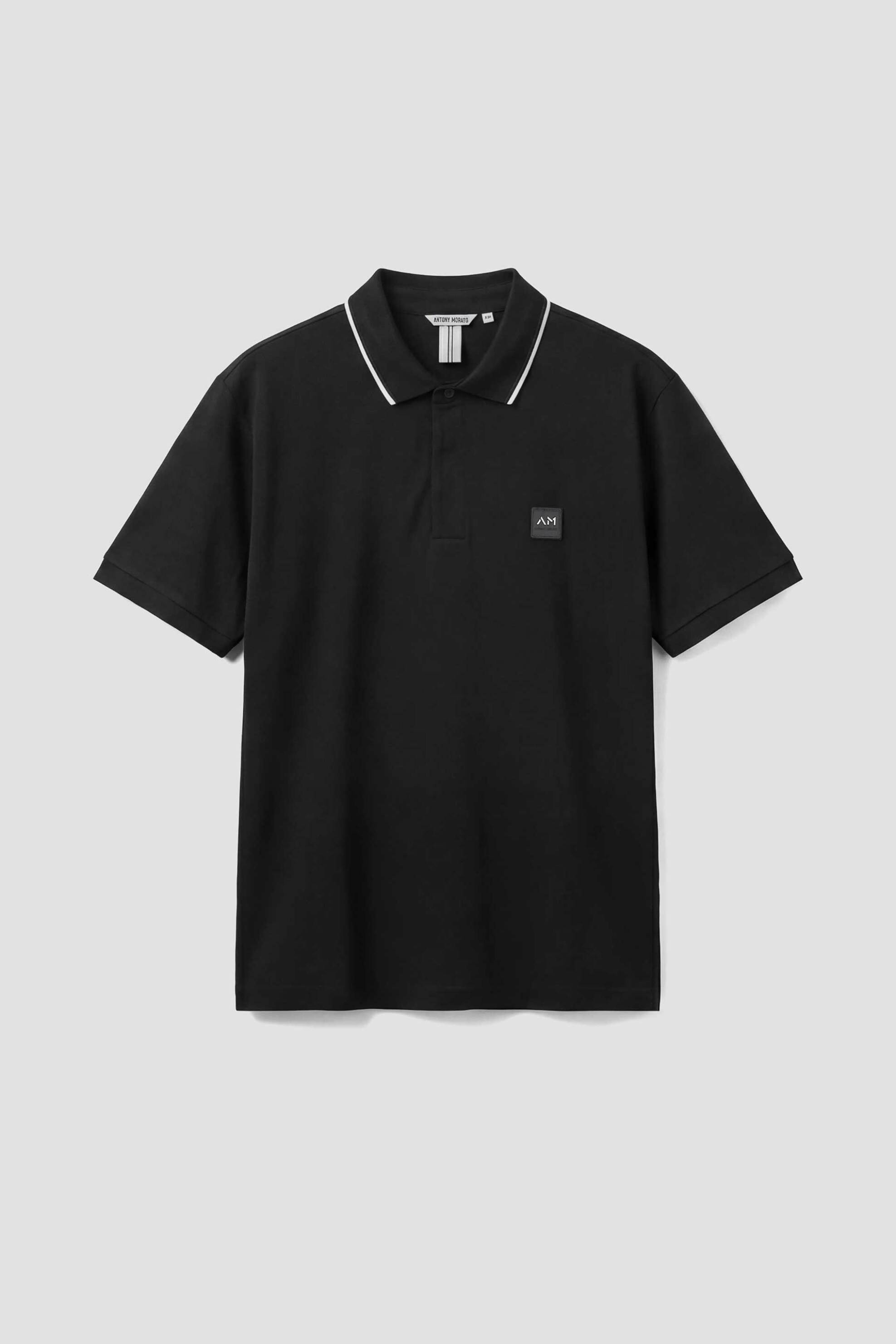 Antony Morato Ανδρική Μπλούζα Πόλο Πικέ με Contrast Trims Και Logo Patch Regular Fit - Ks02640Fa100270 Μαύρο
