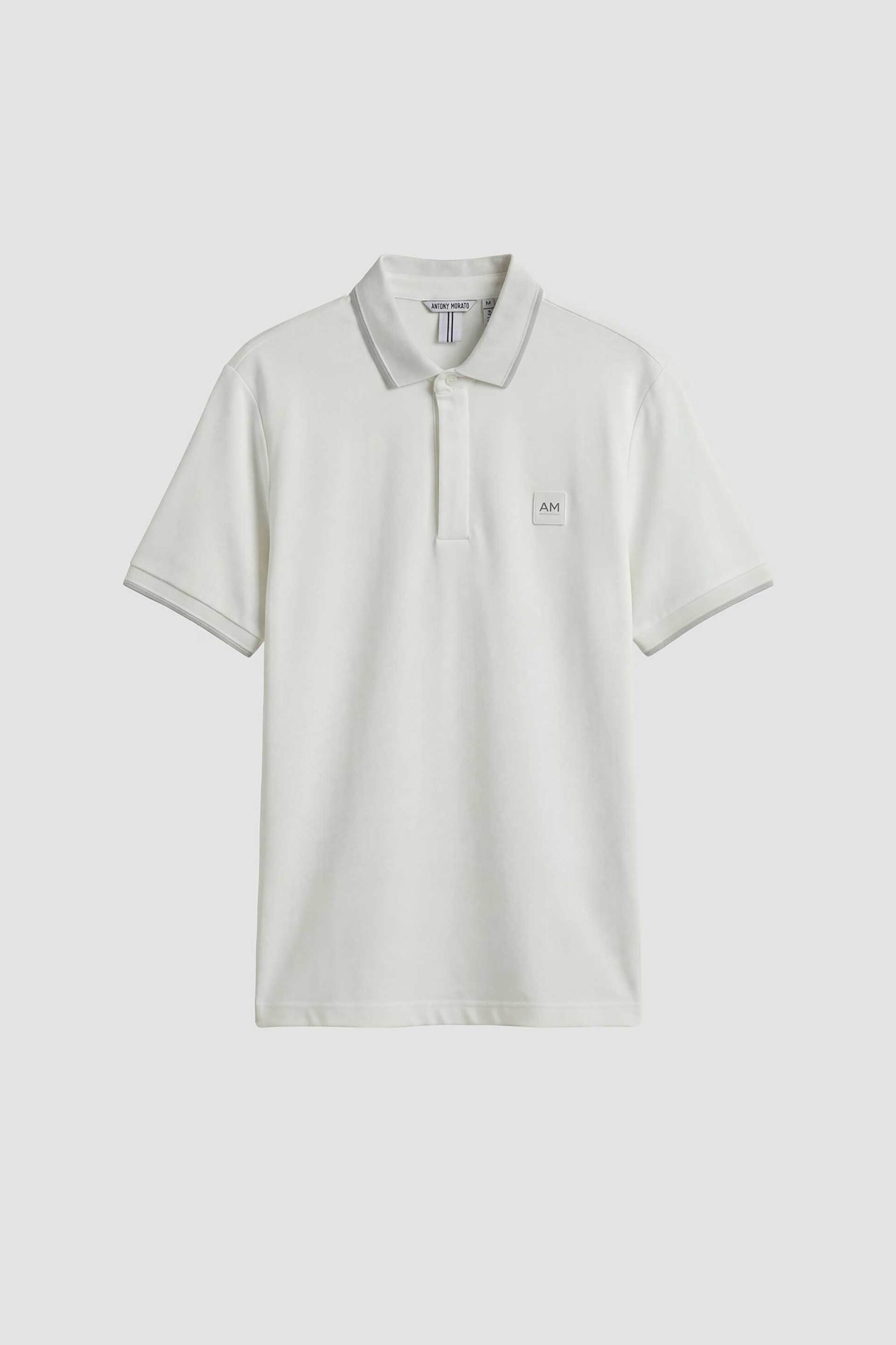 Antony Morato Ανδρική Μπλούζα Πόλο Πικέ με Contrast Trims Και Logo Patch Regular Fit - Ks02640Fa100270 Υπόλευκο
