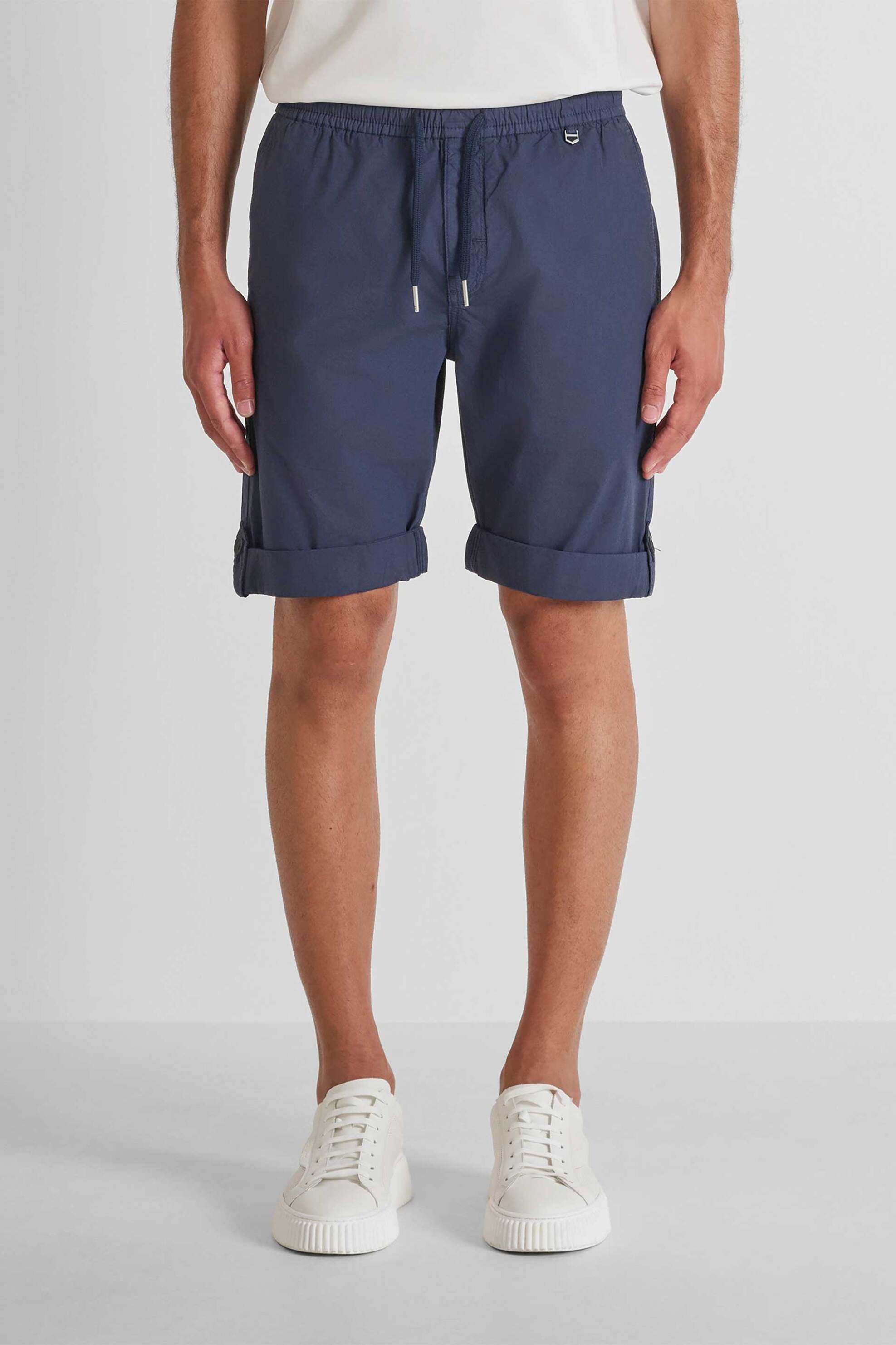Antony Morato ανδρική βερμούδα με ελαστική μέση Regular Fit "Nolan" - SH00229FA900138 Μπλε Σκούρο