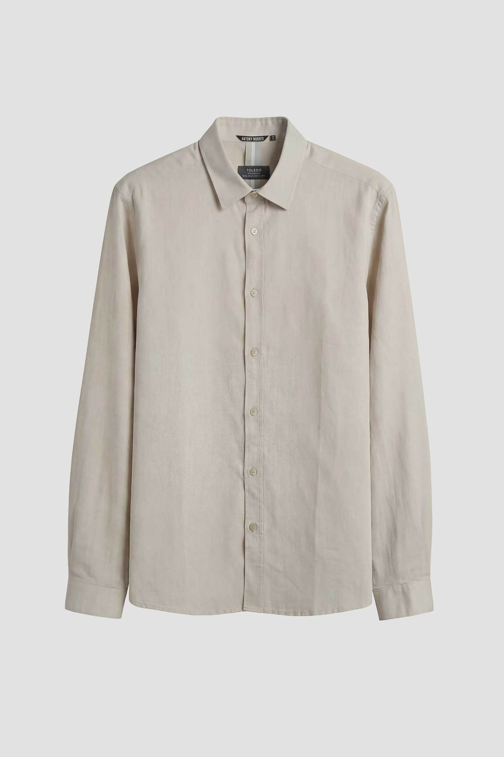 Antony Morato Ανδρικό Πουκάμισο Μάο Μονόχρωμο Regular Fit Toledo - Sl00801Fa401074 Μπεζ