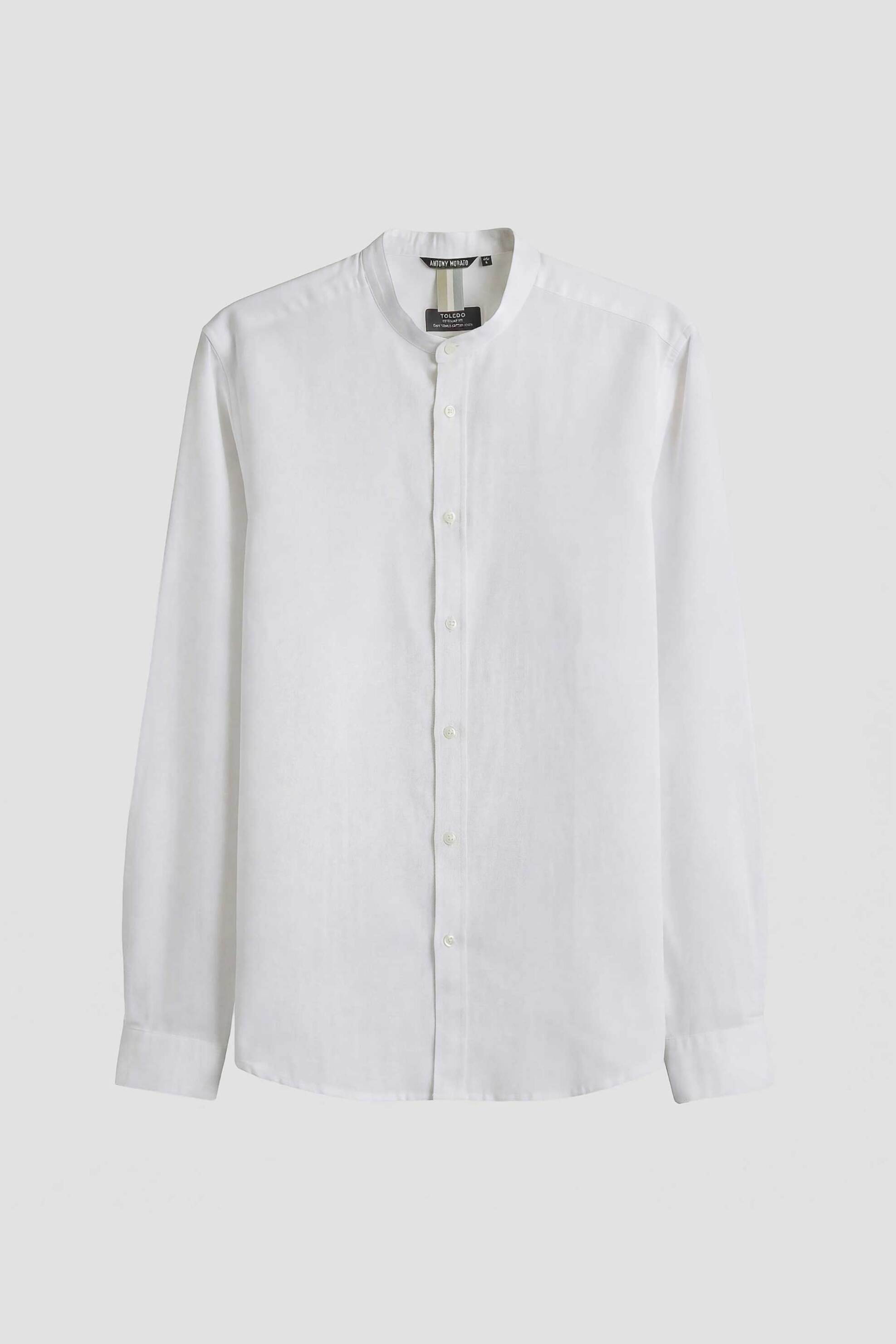 Antony Morato Ανδρικό Πουκάμισο Μάο Μονόχρωμο Regular Fit Toledo - Sl00801Fa401074 Λευκό