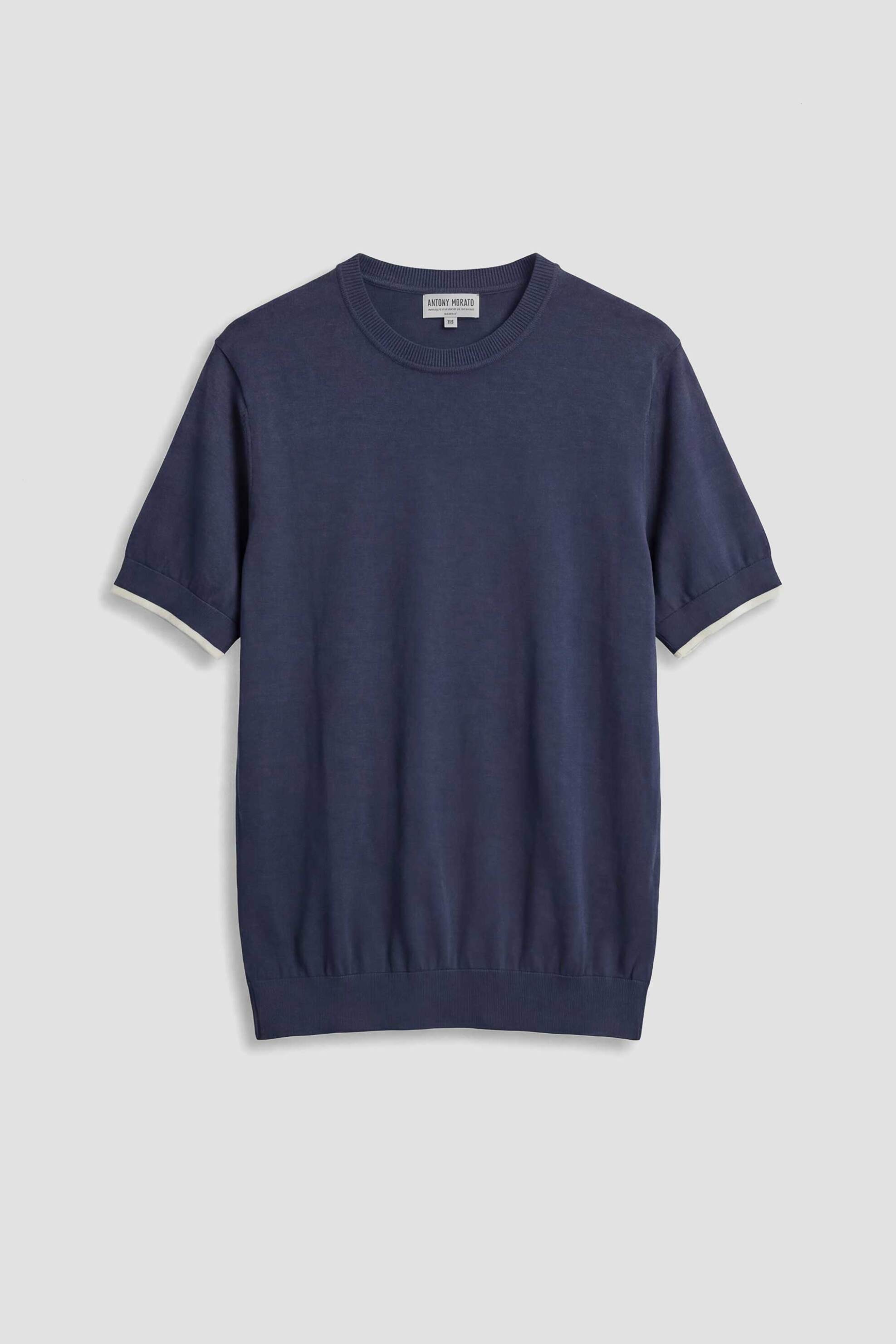 Antony Morato Ανδρική Πλεκτή Μπλούζα Μονόχρωμη Regular Fit - Sw01602Ya100073 Μπλε Σκούρο