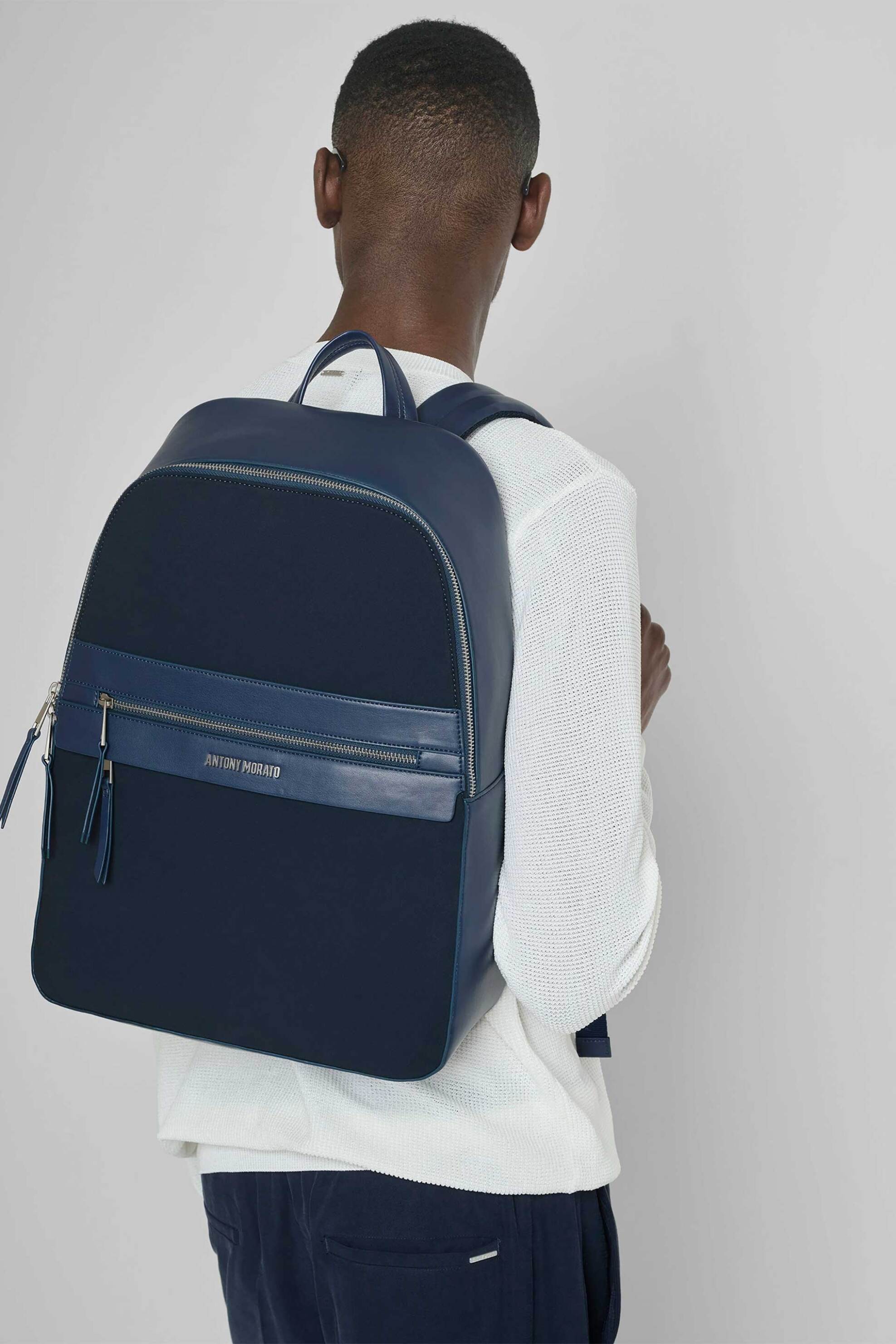 Antony Morato Ανδρικό Backpack με Μεταλλικό Λογότυπο - Ab00472Fa600308 Μπλε Σκούρο