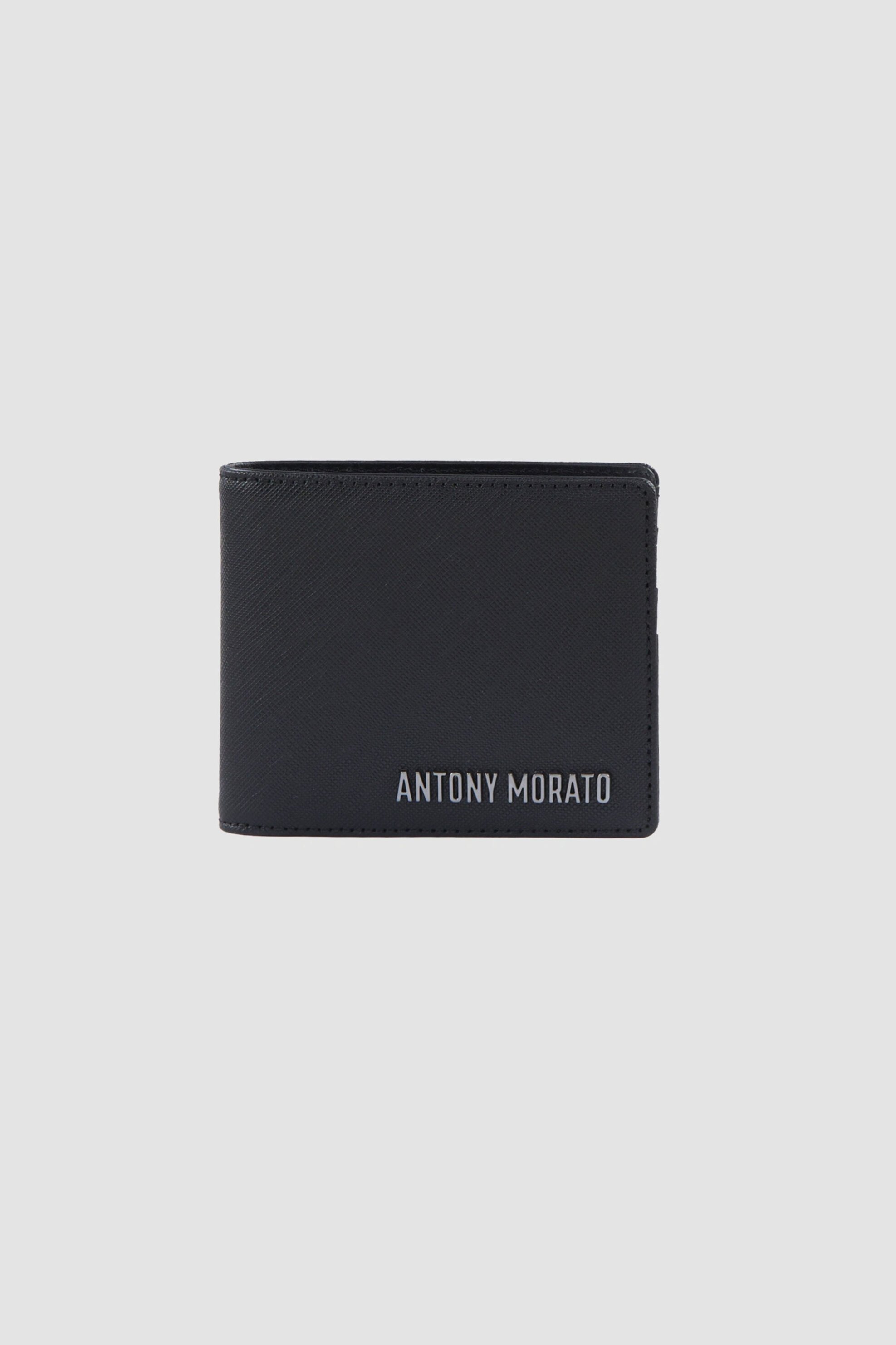 ANTONY MORATO Antony Morato ανδρικό δερμάτινο πορτοφόλι με μεταλλικό λογότυπο - AW00076LE800008 Μαύρο