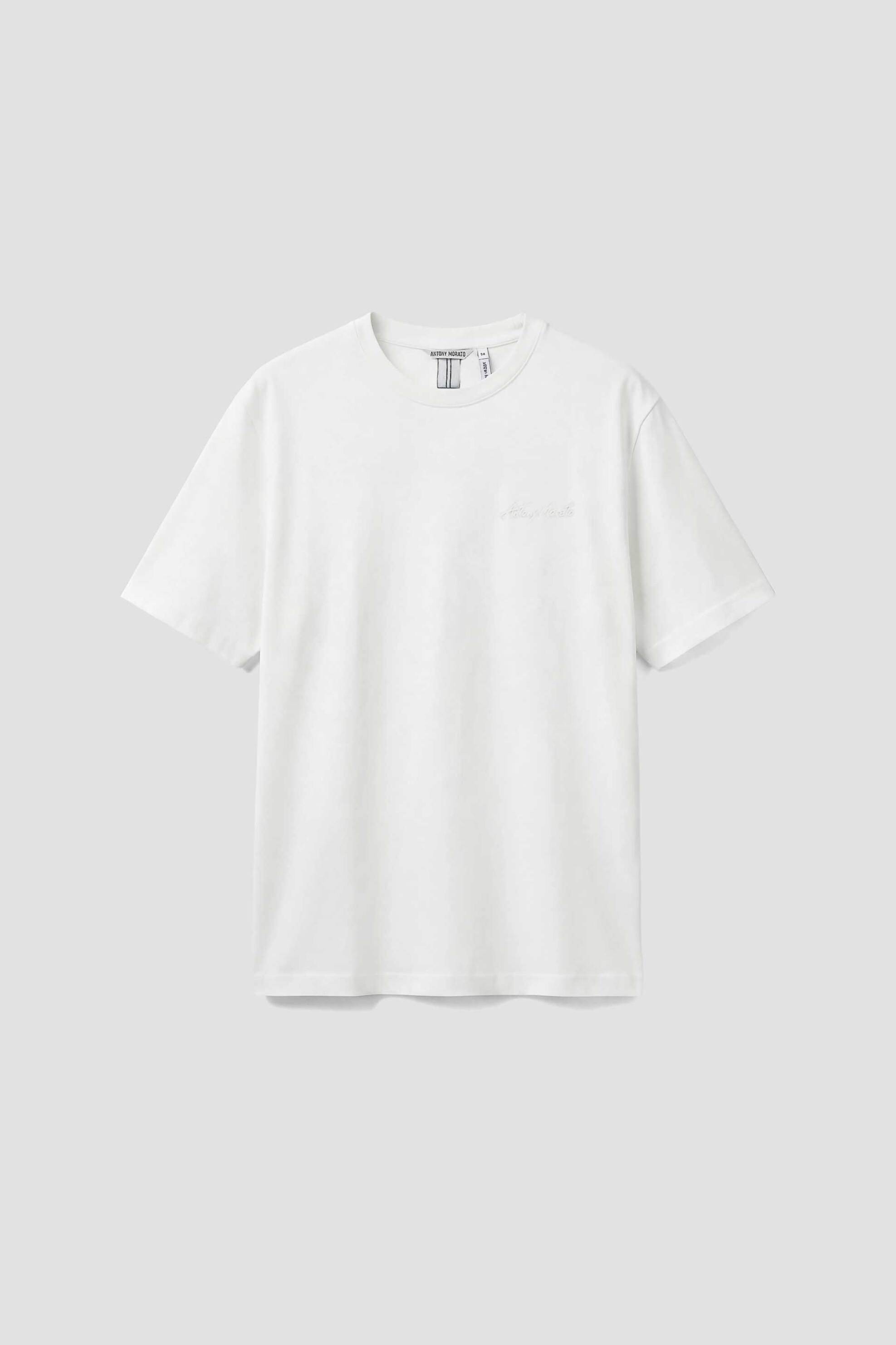Antony Morato Ανδρικό T-Shirt Μονόχρωμο με Λογότυπο Regular Fit - Ks02662Fa100231 Υπόλευκο