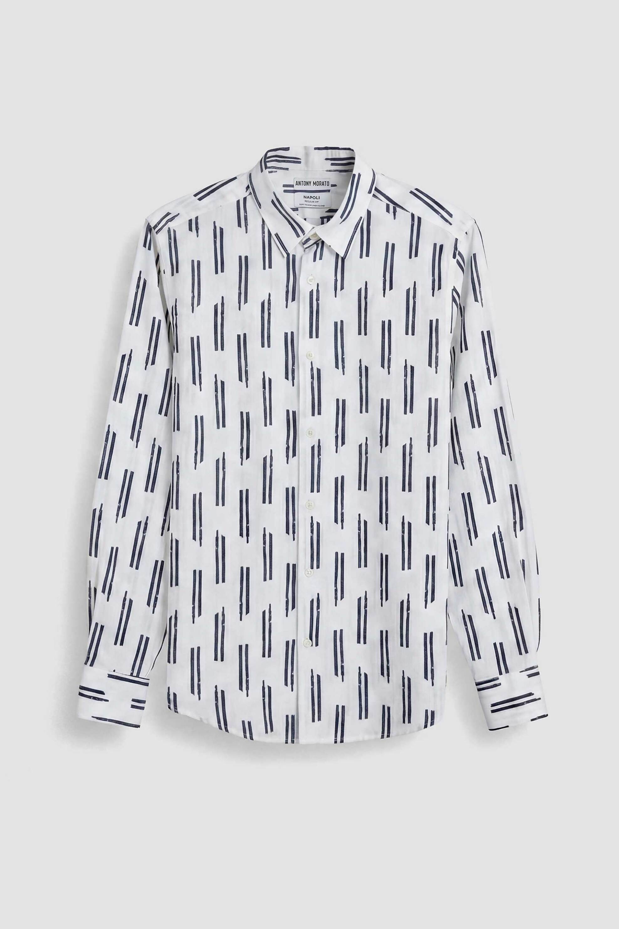 Antony Morato Ανδρικό Πουκάμισο με Print Regular Fit Νapoli - Sl00789Fa430661 Μπλε Σκούρο