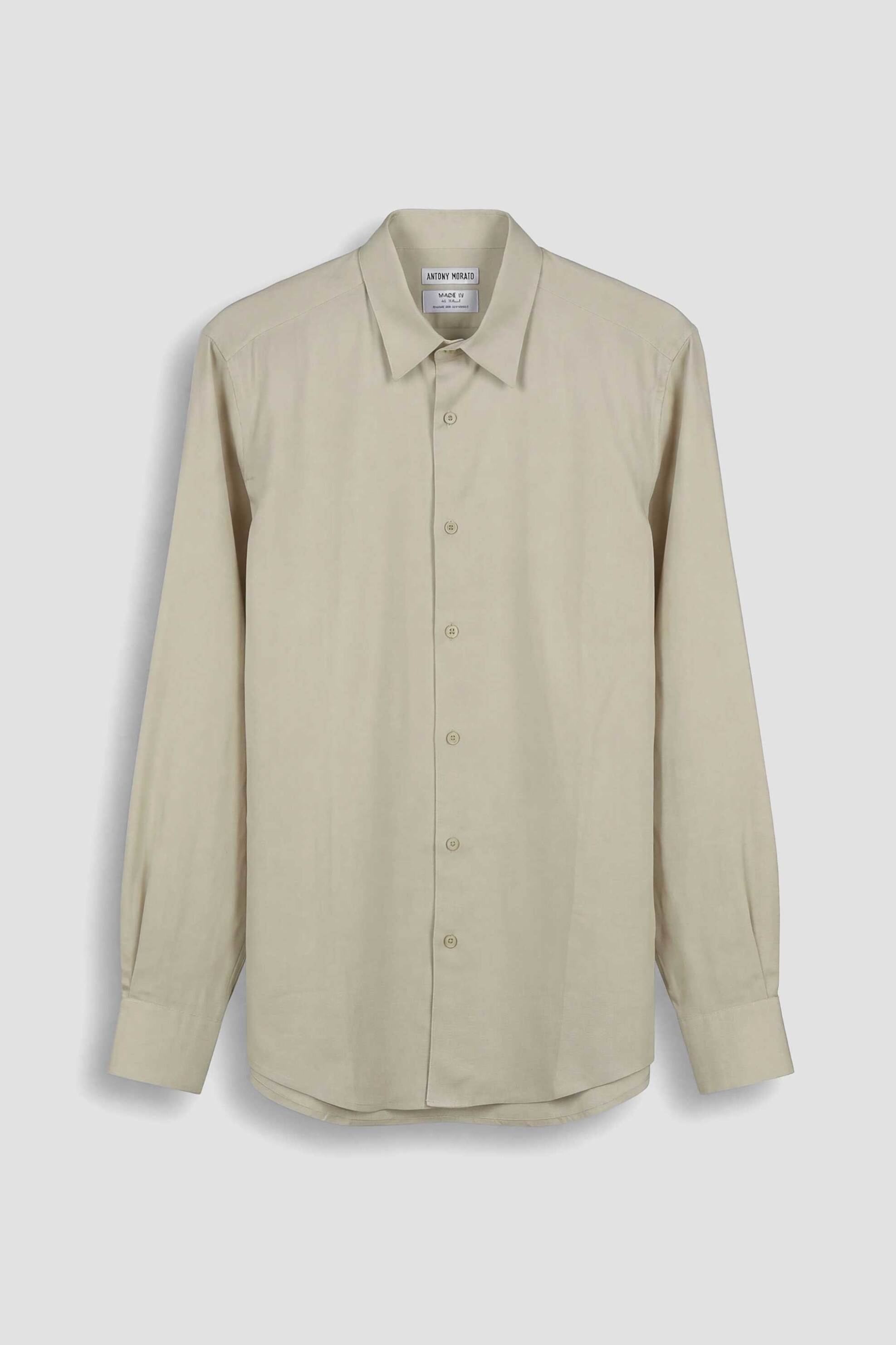 Antony Morato Ανδρικό Πουκάμισο Μονόχρωμο Regular Fit Νapoli - Sl00799Fa400094 Μπεζ