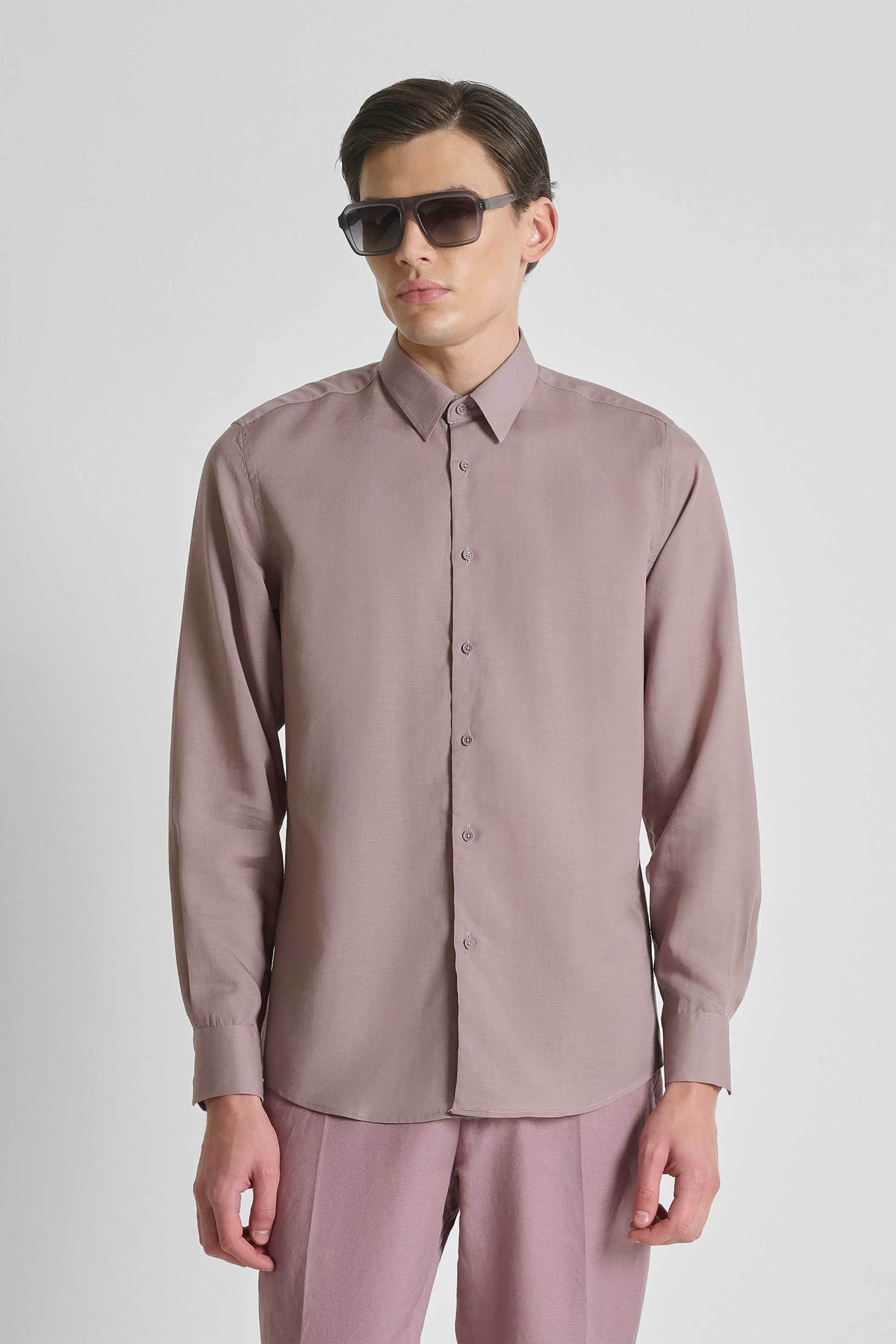 Antony Morato ανδρικό πουκάμισο μονόχρωμο Regular Fit "Νapoli" - SL00799FA400094 Σάπιο Μήλο