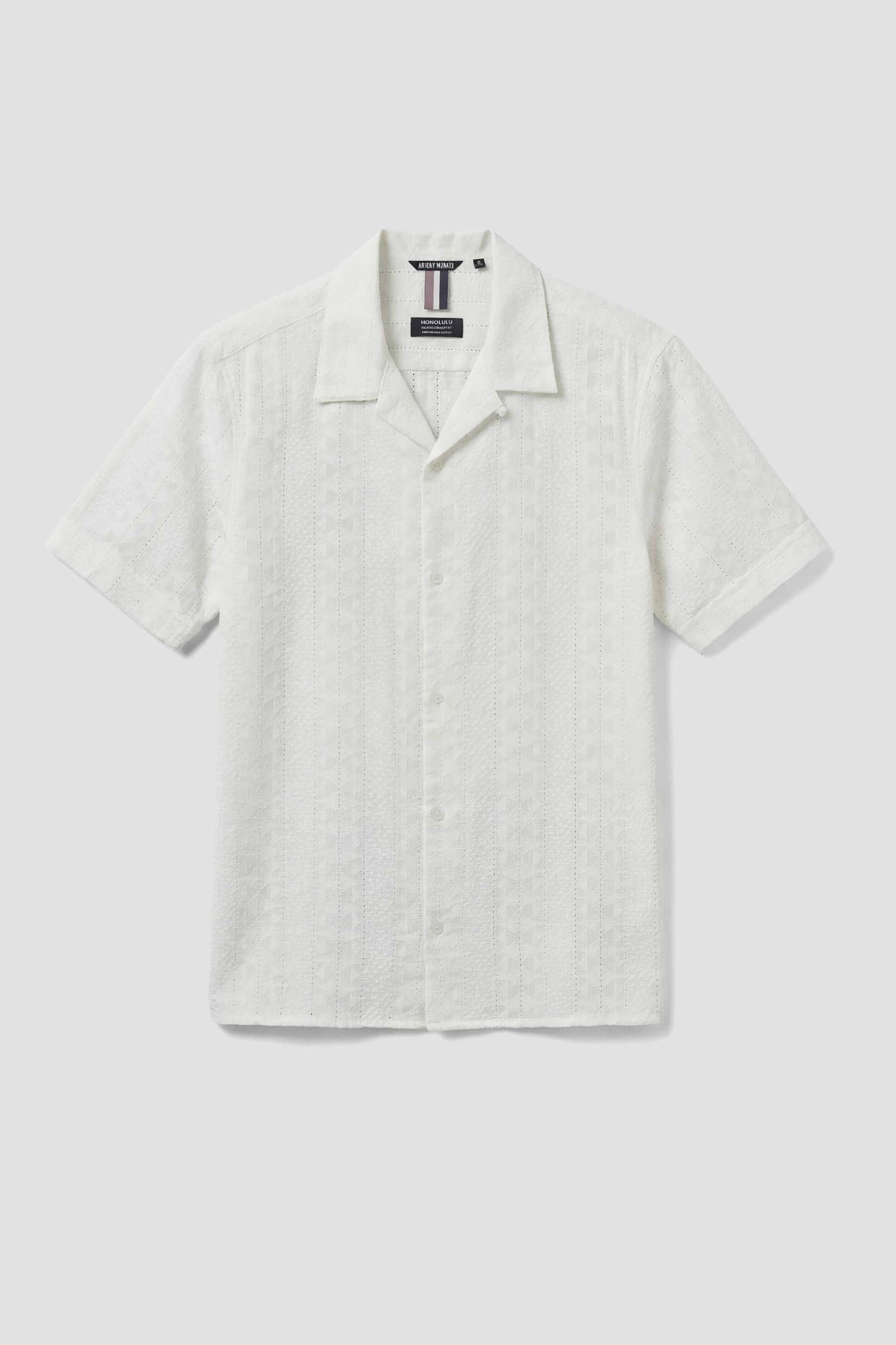Antony Morato Ανδρικό Πουκάμισο με Κεντημένο Σχέδιο Relaxed Fit Honolulu - Ss00189Fa440071 Υπόλευκο