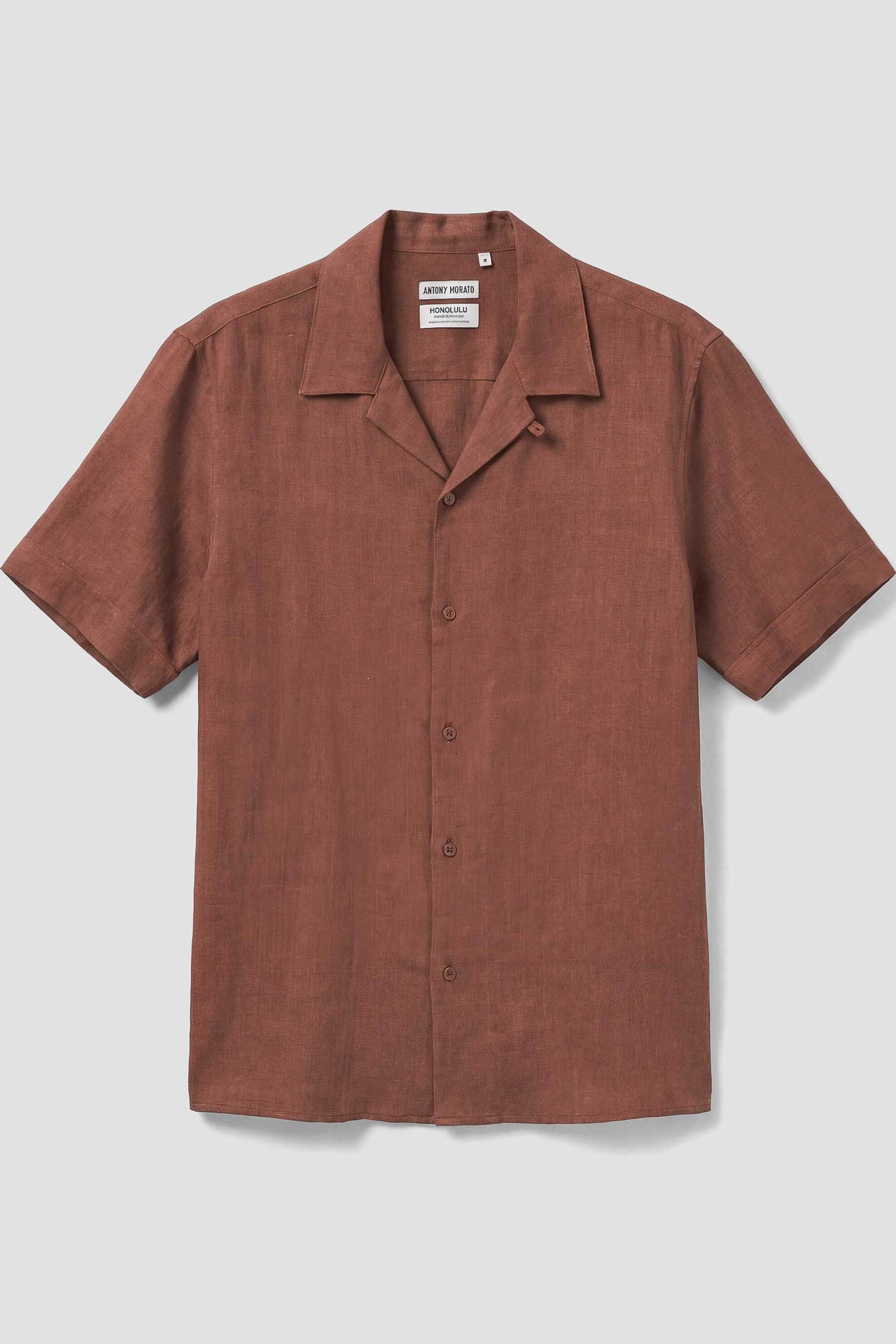 Antony Morato Ανδρικό Πουκάμισο Μονόχρωμο Regular Fit Honolulu - Ss00206Fa400099 Κεραμιδί