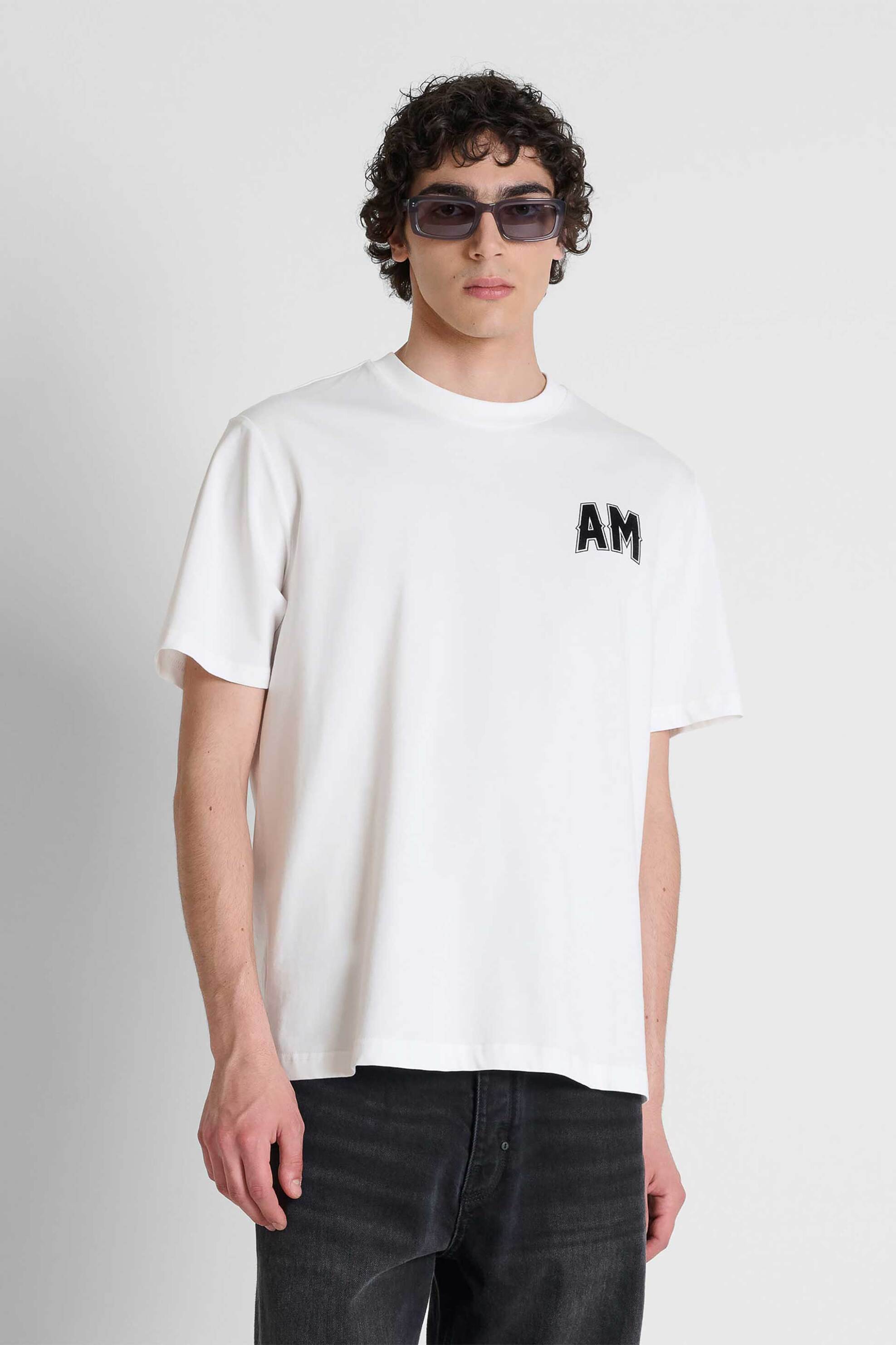 Antony Morato ανδρικό T-shirt με λογότυπο Relaxed Fit - KS02688FA100240 Υπόλευκο