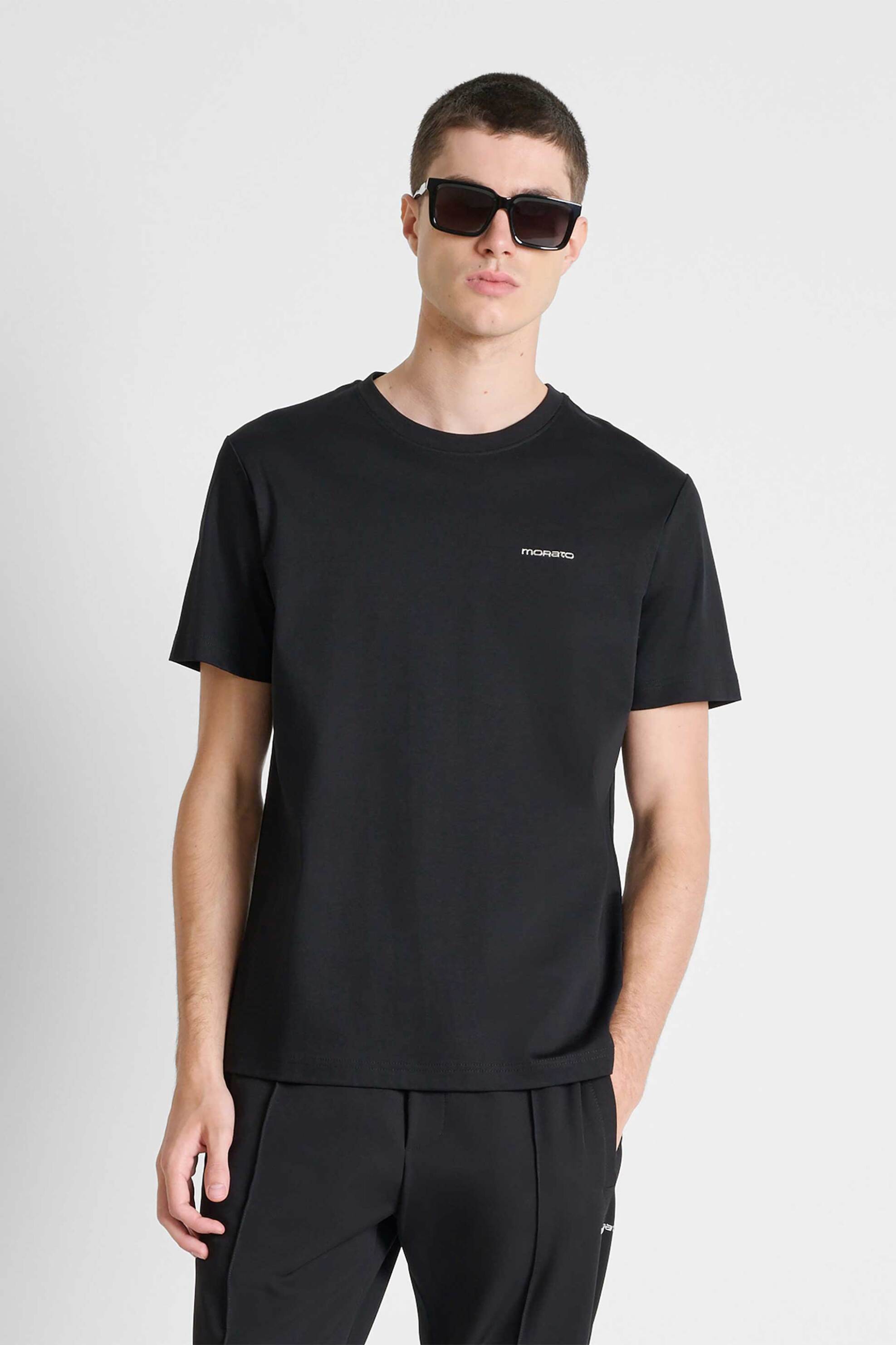 Antony Morato ανδρικό T-shirt με λογότυπο Regular Fit - KS02713FA100282 Μαύρο