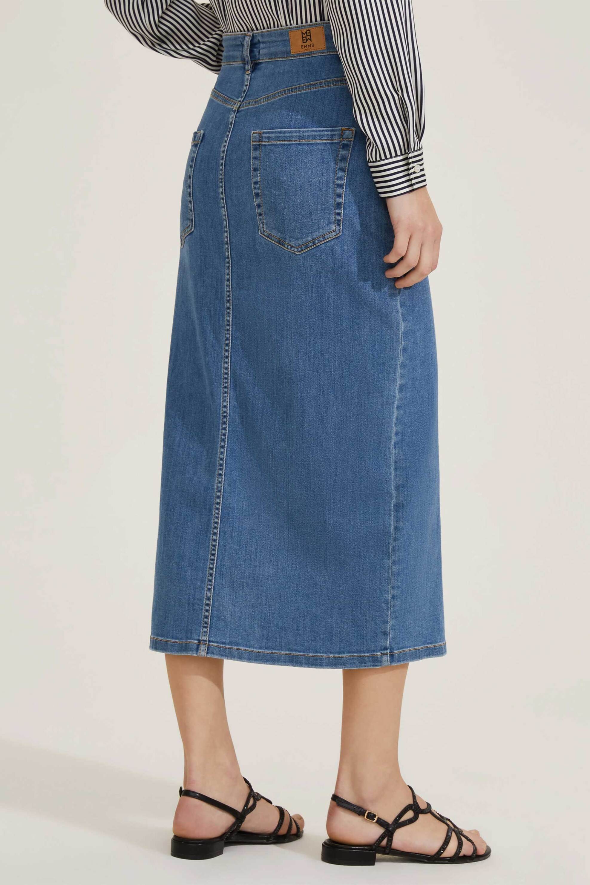 EMME Emme by Marella γυναικεία φούστα denim midi "Liquore" - 2515101041200 Denim Blue Σκούρο - 3