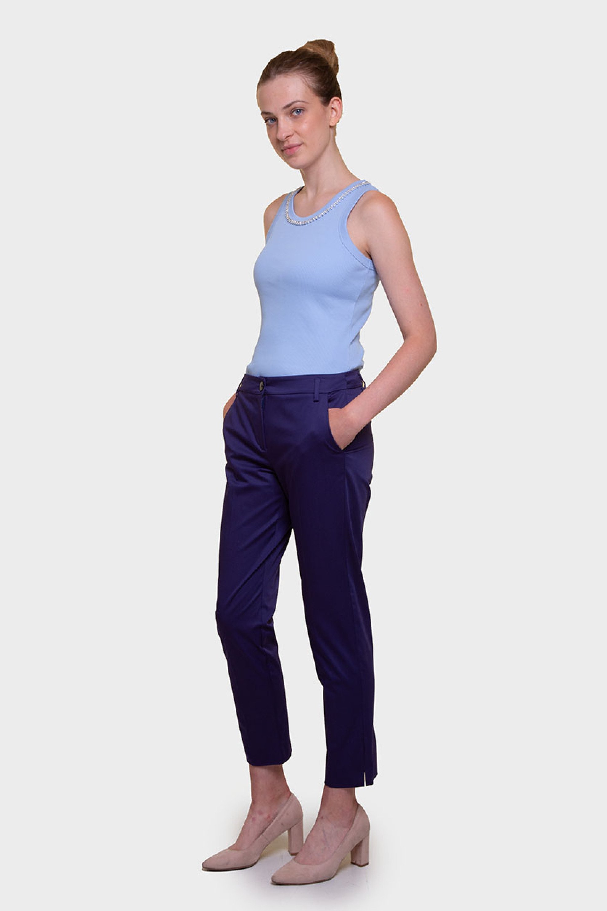EMME Emme by Marella γυναικείο παντελόνι cigarette - 2515131032200 Μπλε Σκούρο - 3