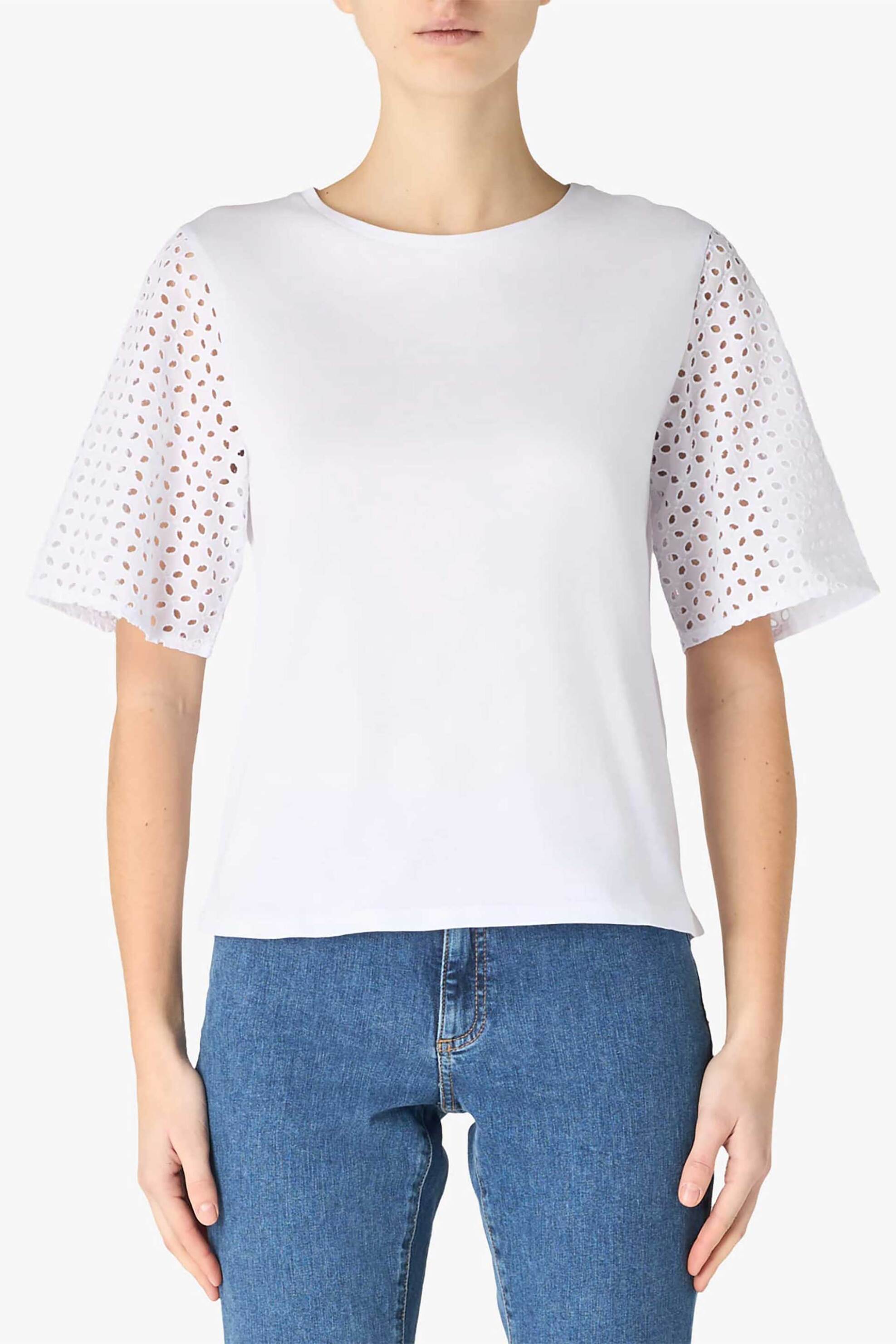 EMME BY MARELLA Emme by Marella γυναικεία μπλούζα με διάτρητο σχέδιο - 2515971012200 Λευκό