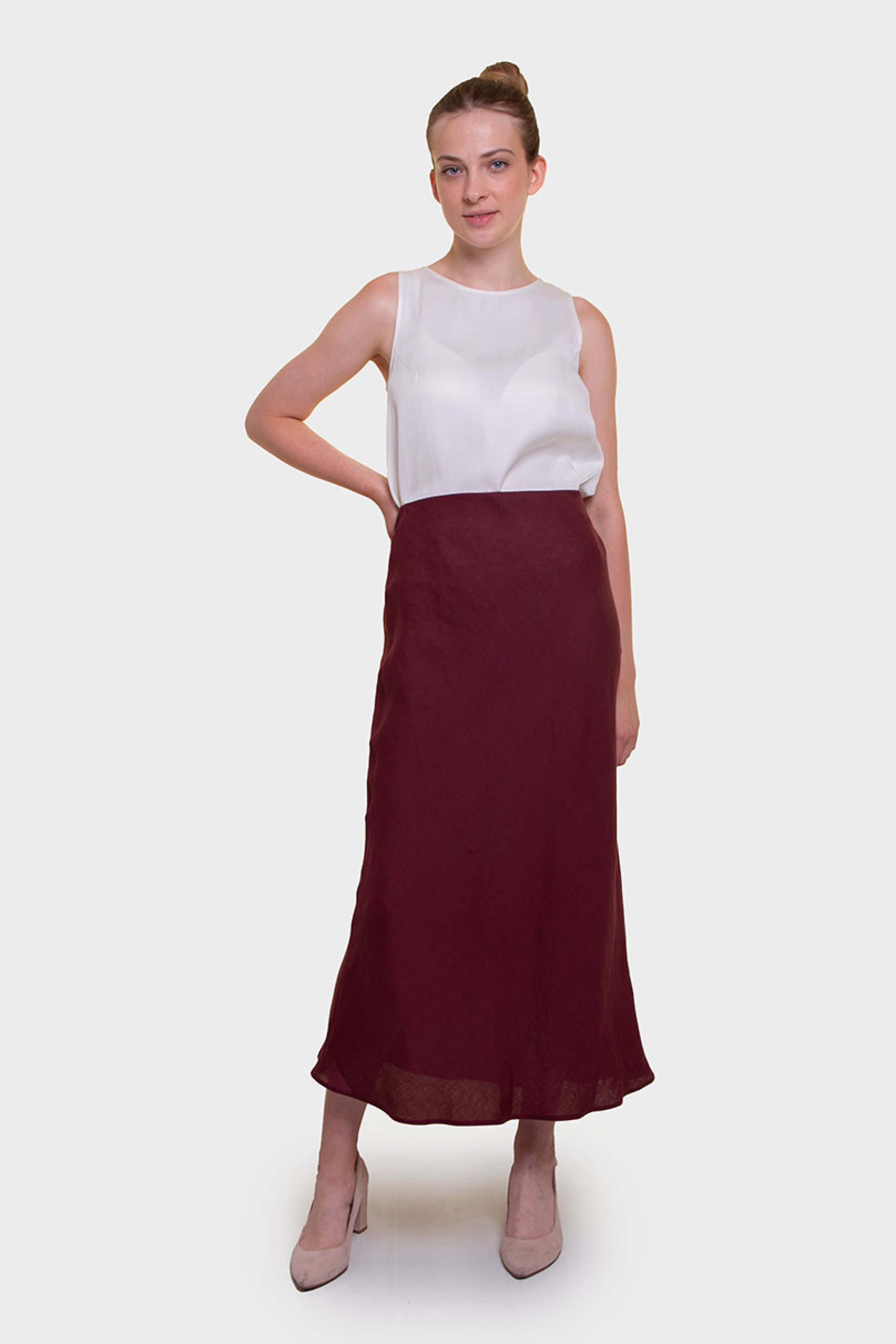 Emme by Marella γυναικεία midi φούστα μονόχρωμη - 2515101032200 Μπορντό