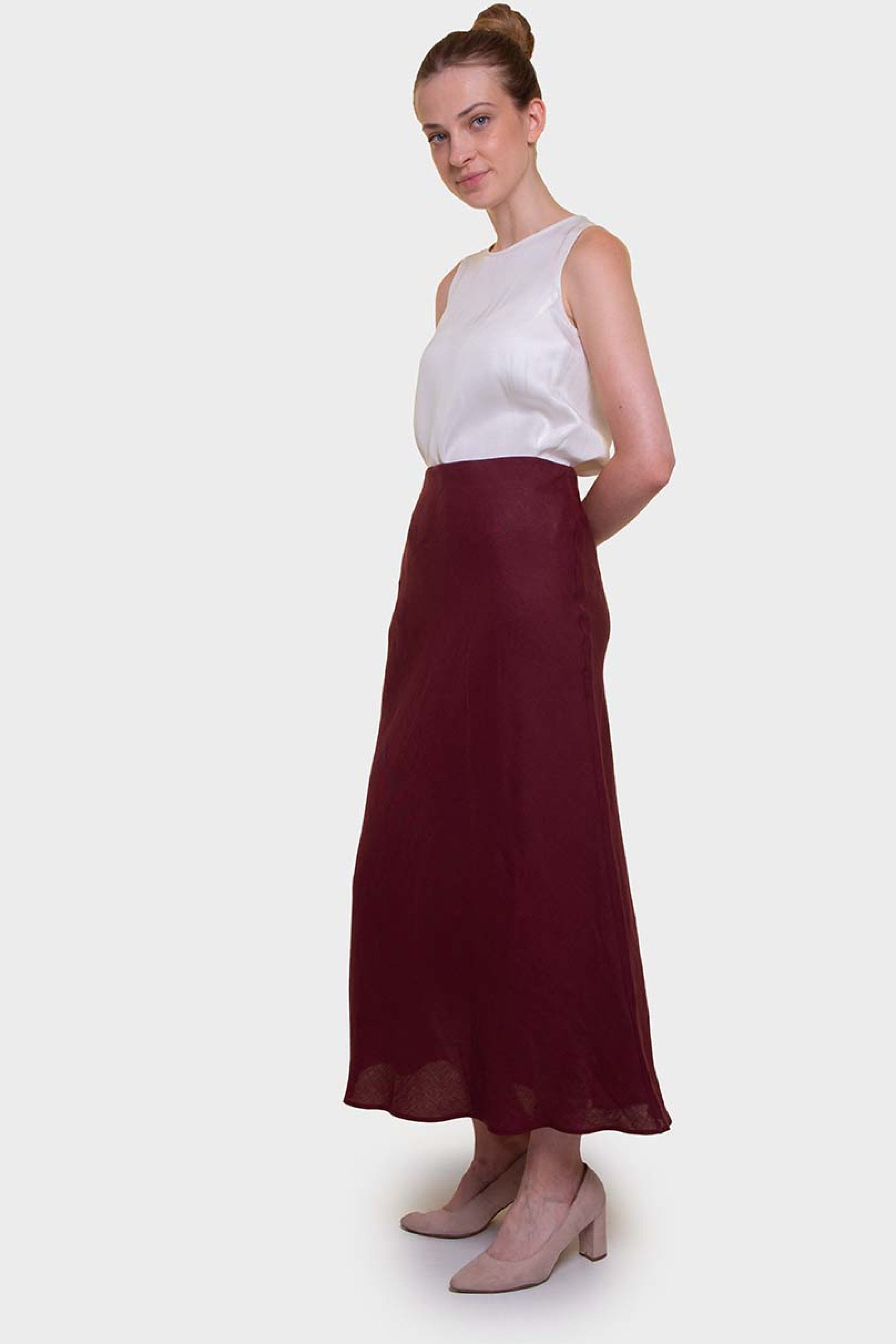 EMME Emme by Marella γυναικεία midi φούστα μονόχρωμη - 2515101032200 Μπορντό - 3