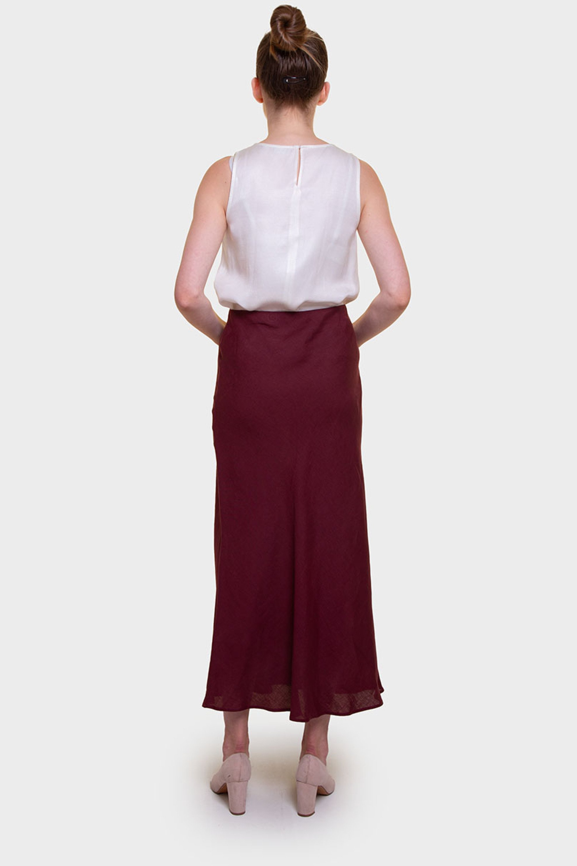 EMME Emme by Marella γυναικεία midi φούστα μονόχρωμη - 2515101032200 Μπορντό - 4