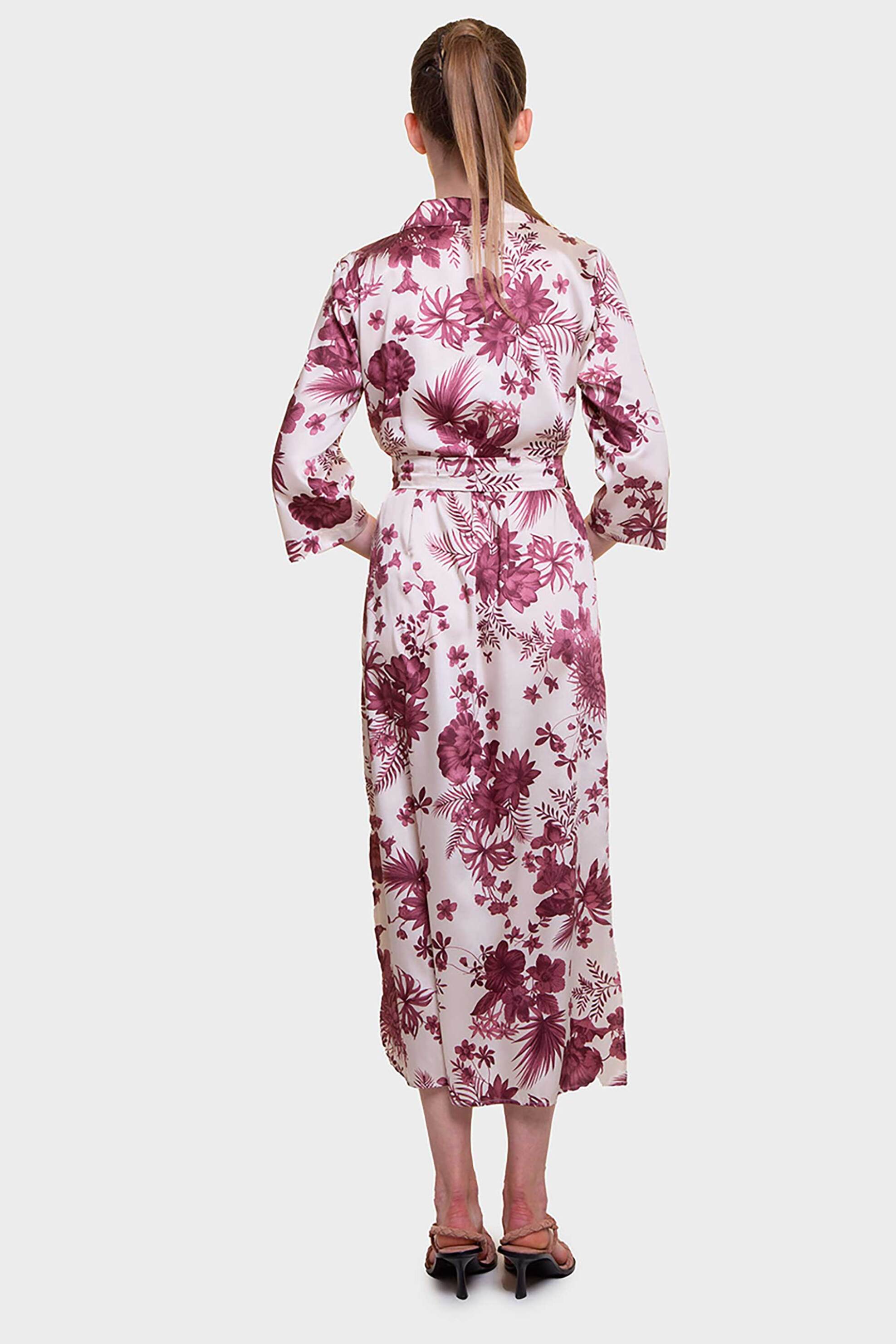 EMME Emme by Marella γυναικείο midi φόρεμα σεμιζιέ με floral print - 2515221462200 Μπορντό - 4