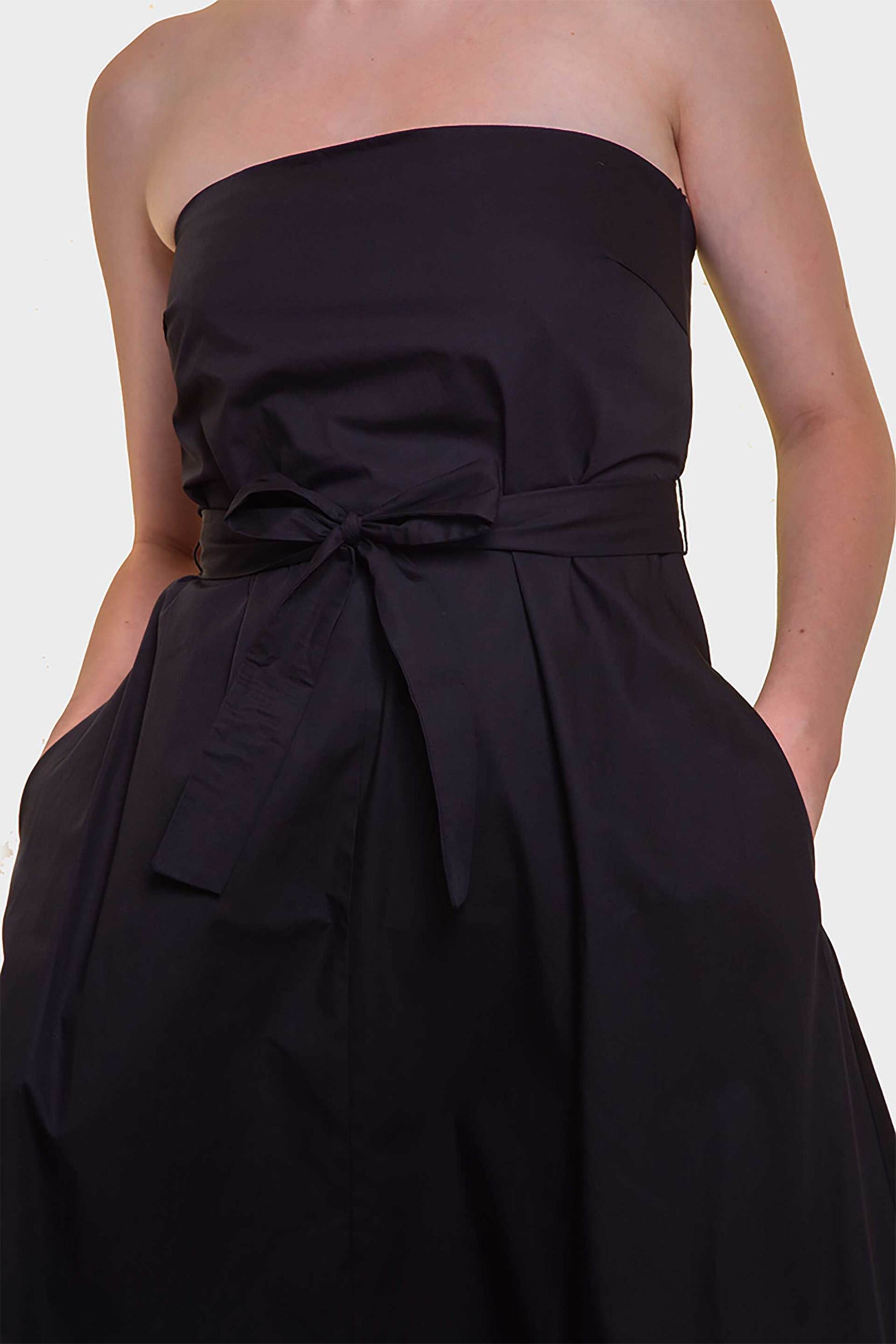 EMME Emme by Marella γυναικείο midi φόρεμα strapless με ζώνη - 2515221502200 Μαύρο - 2