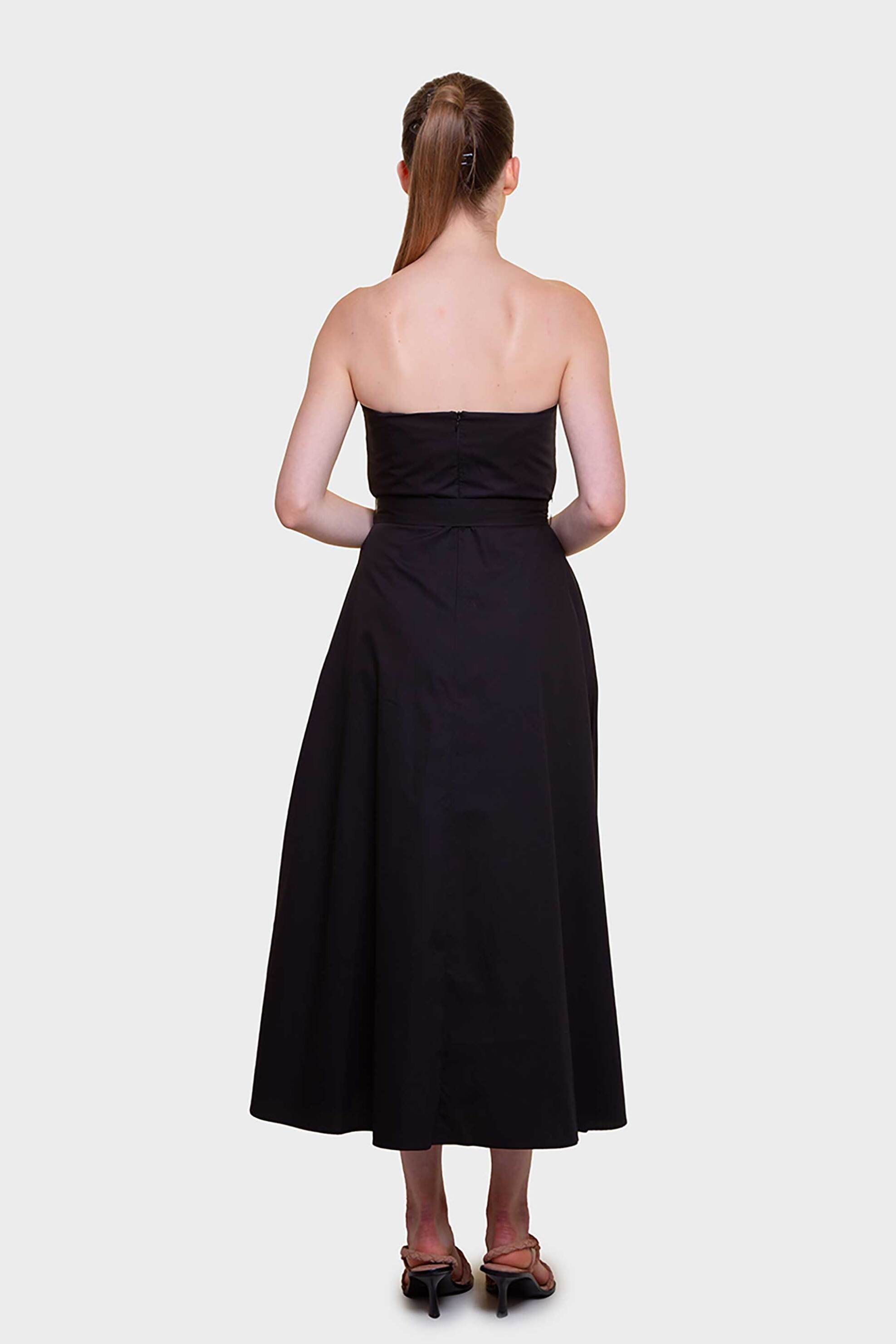 EMME Emme by Marella γυναικείο midi φόρεμα strapless με ζώνη - 2515221502200 Μαύρο - 4
