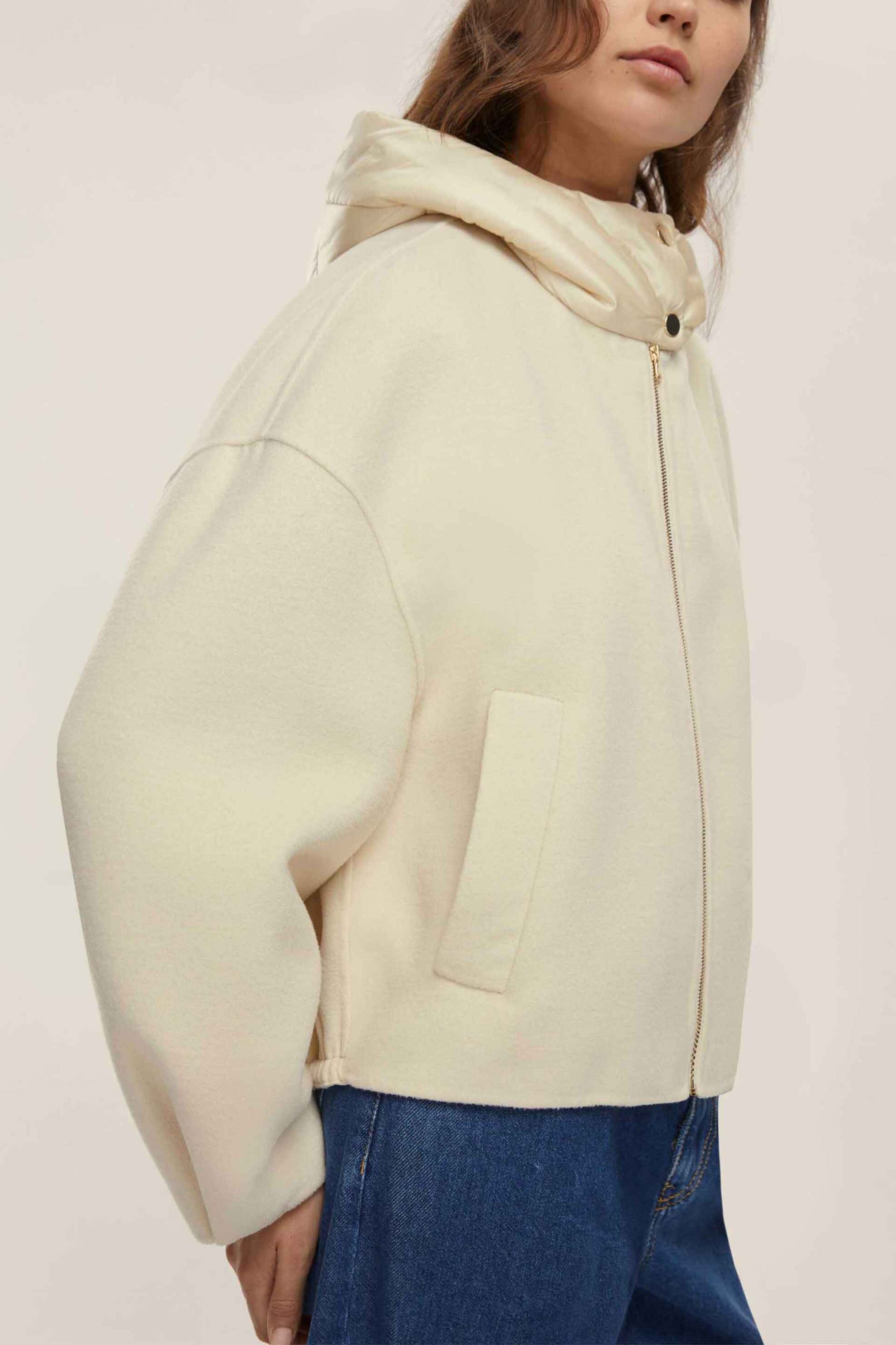 Emme by Marella γυναικείο bomber jacket με κουκούλα "Eritea" - 2525086021200 Κρέμ φωτογραφία