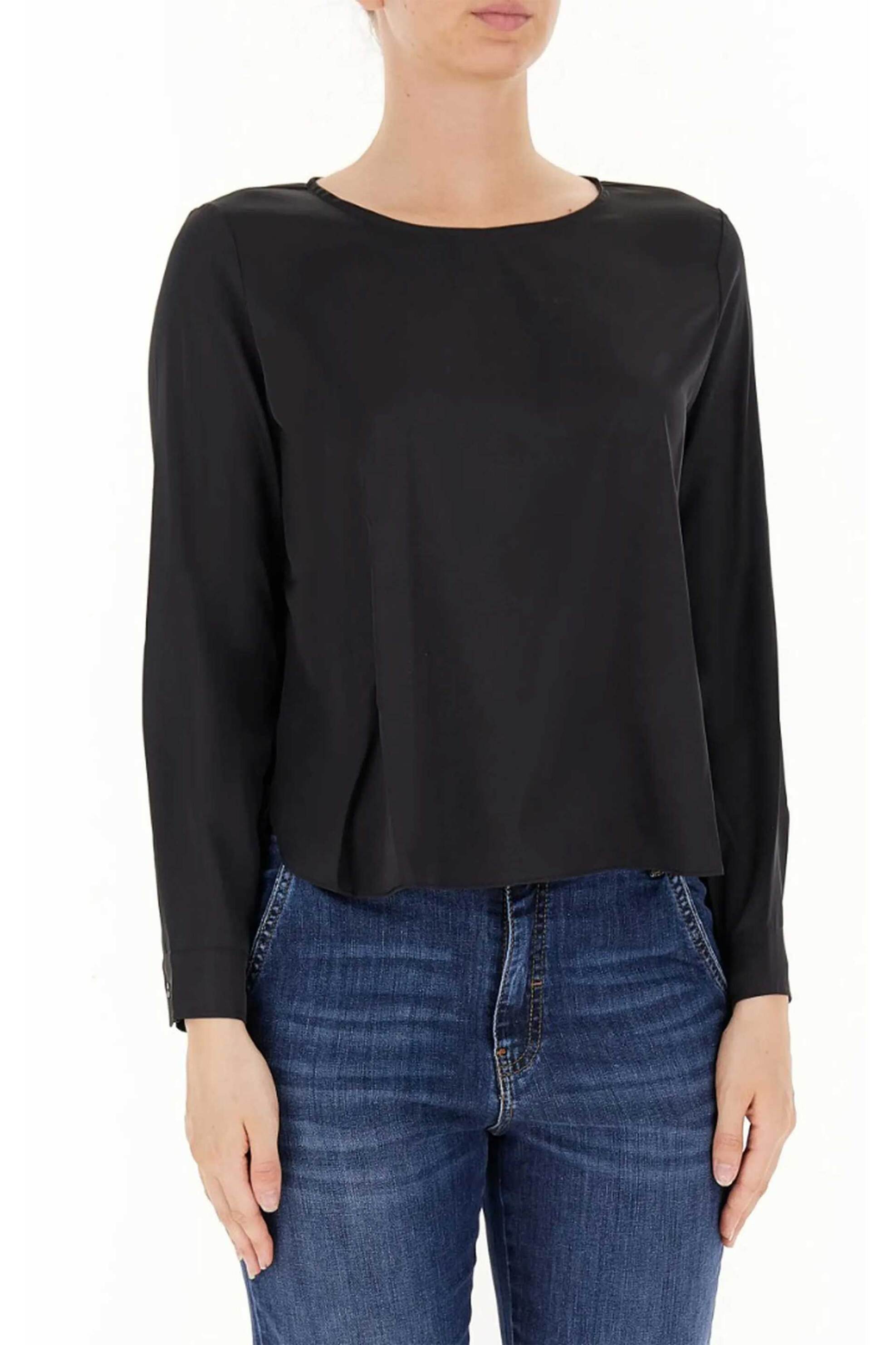 Emme by Marella γυναικεία μπλούζα σατέν μονόχρωμη "Madera" - 2525116041200 Μαύρο