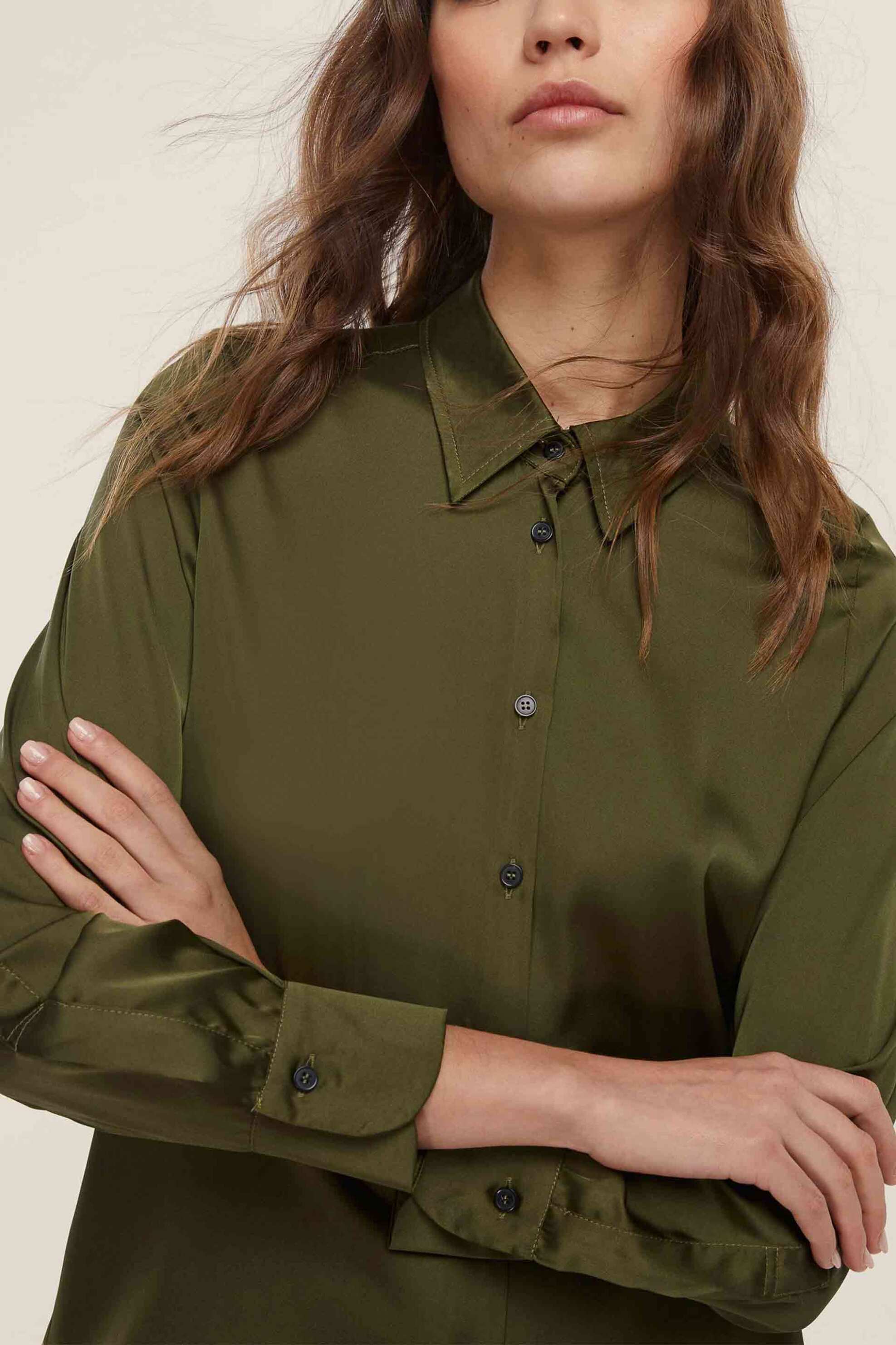 Emme by Marella γυναικείο πουκάμισο σατέν "Naples" - 2525116051200 Πράσινο φωτογραφία