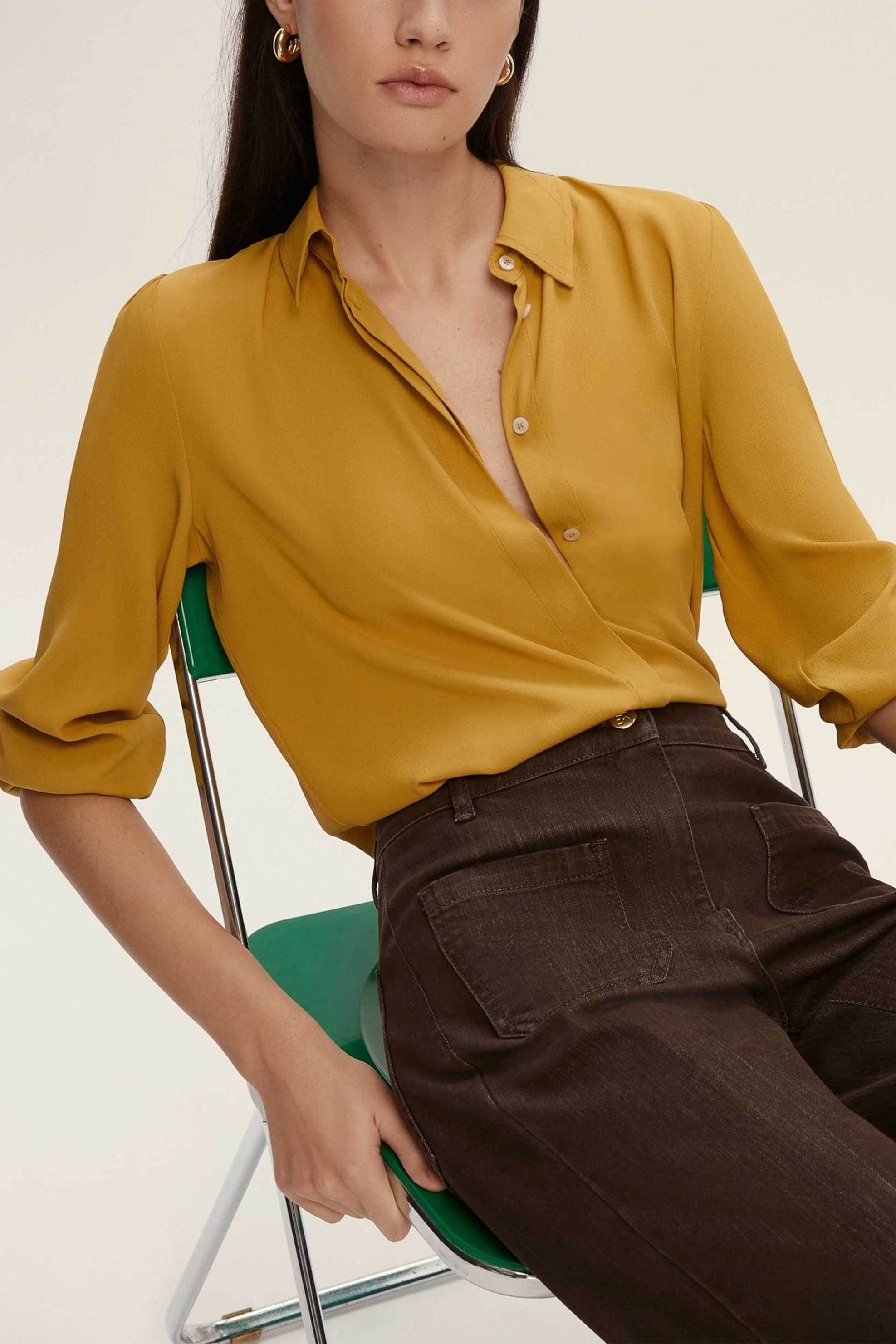 EMME Emme by Marella γυναικείο πουκάμισο μεταξωτό "Luis" - 2525116092200 Μουσταρδί