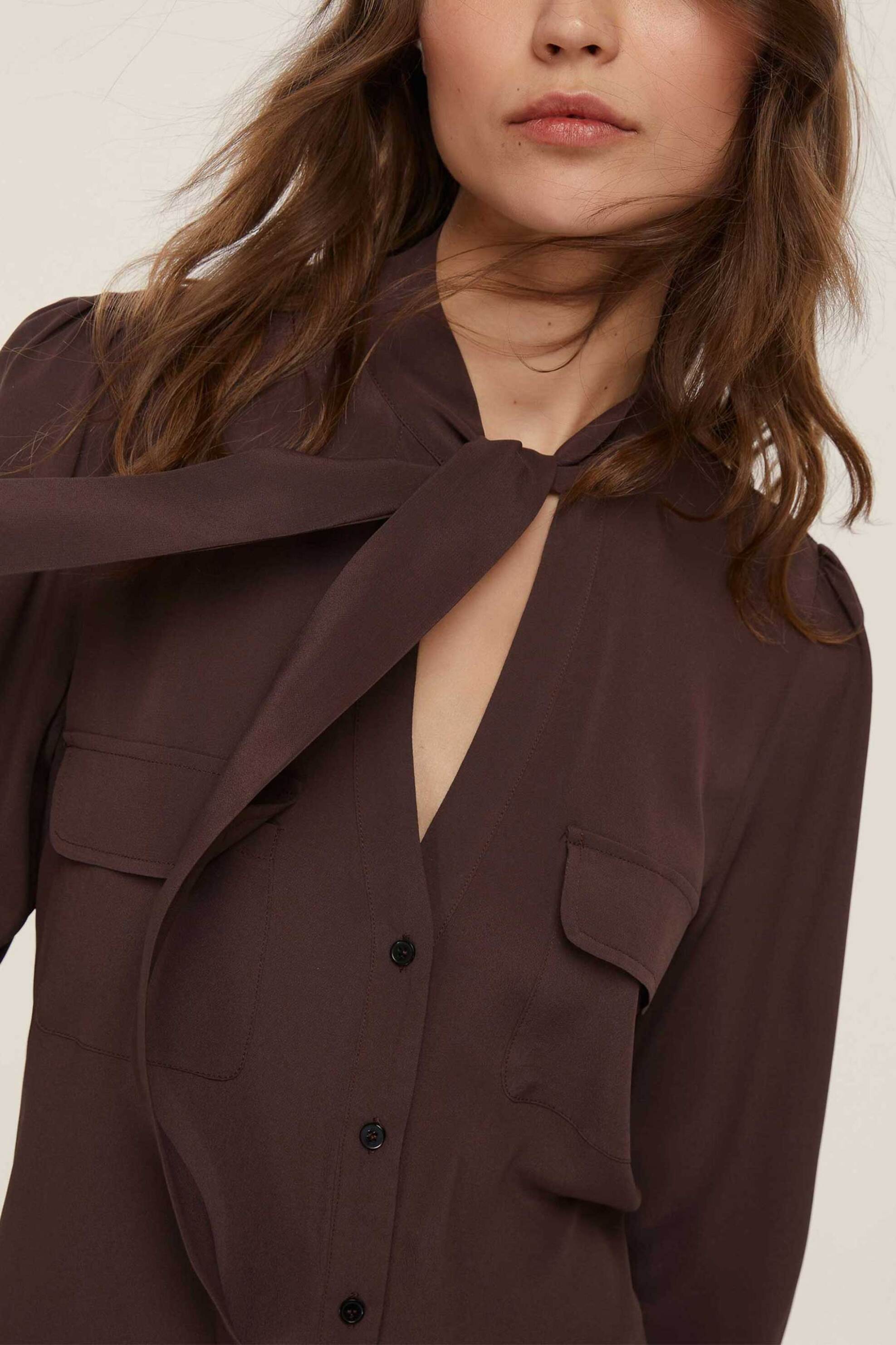 Emme by Marella γυναικείο πουκάμισο με δέσιμο "Alibi" - 2525116111200 Καφέ Σκούρο φωτογραφία