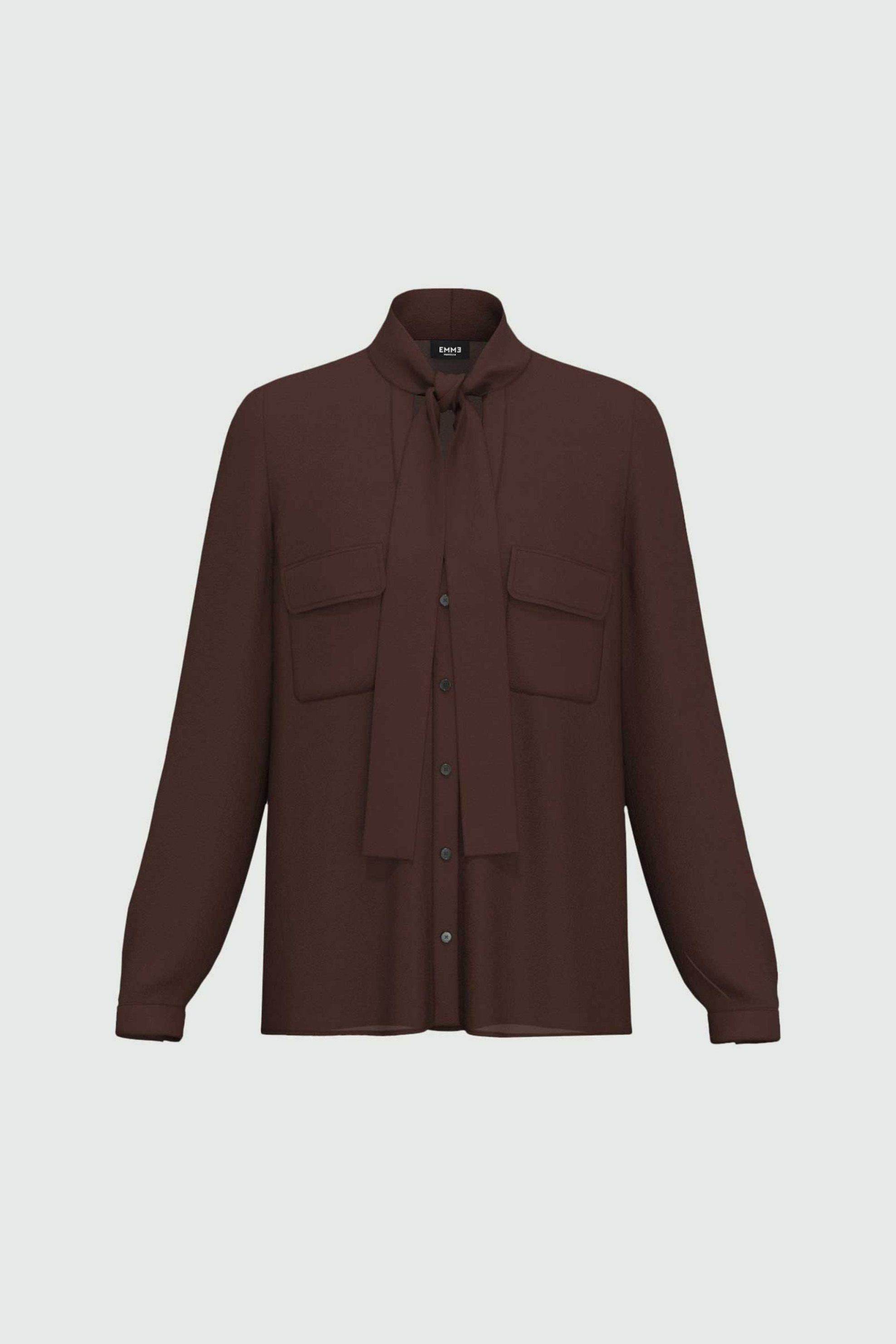 Emme by Marella γυναικείο πουκάμισο με δέσιμο "Alibi" - 2525116111200 Καφέ Σκούρο φωτογραφία