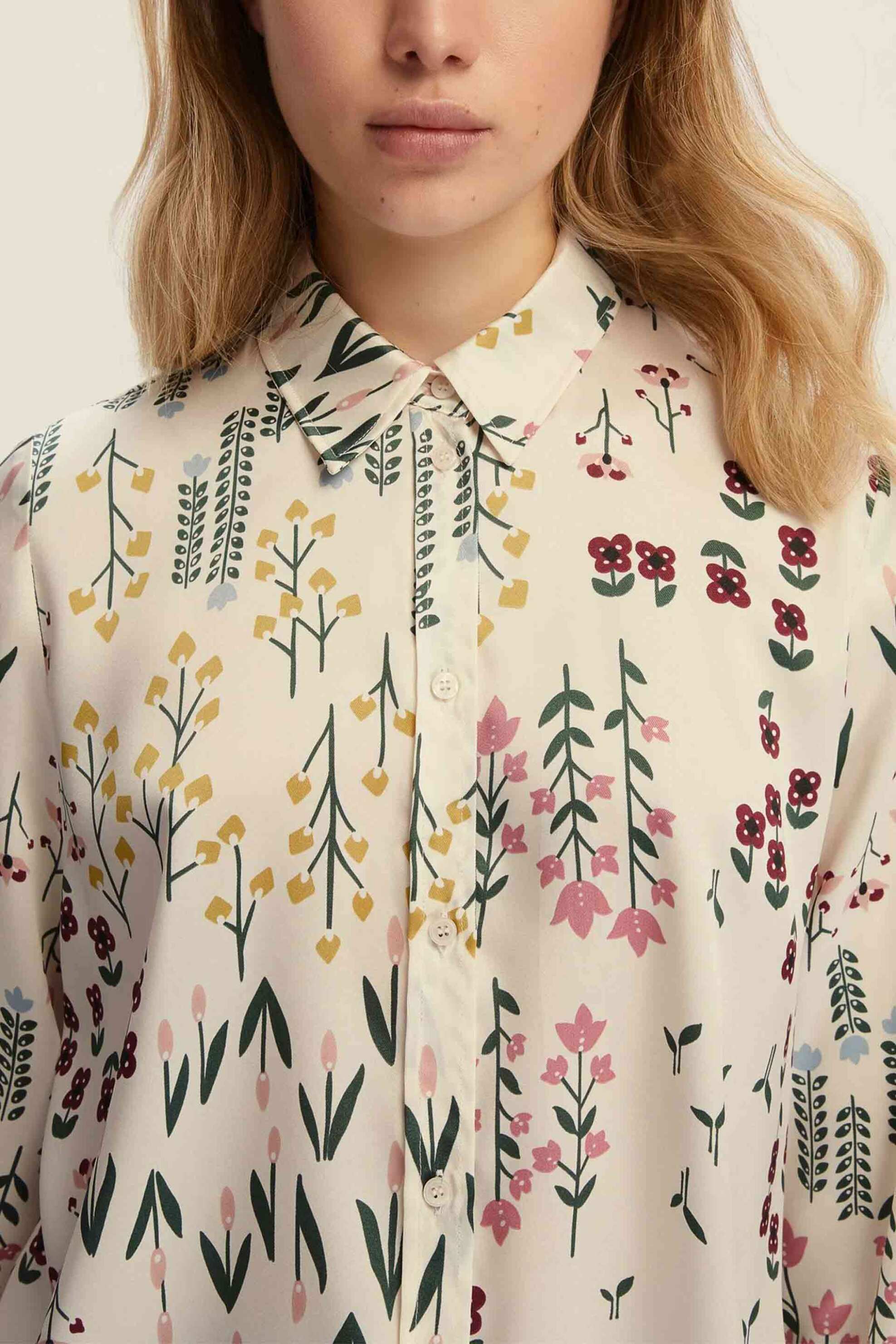 Emme by Marella γυναικείο πουκάμισο εμπριμέ "Biagio" - 2525116112200 Εκρού φωτογραφία