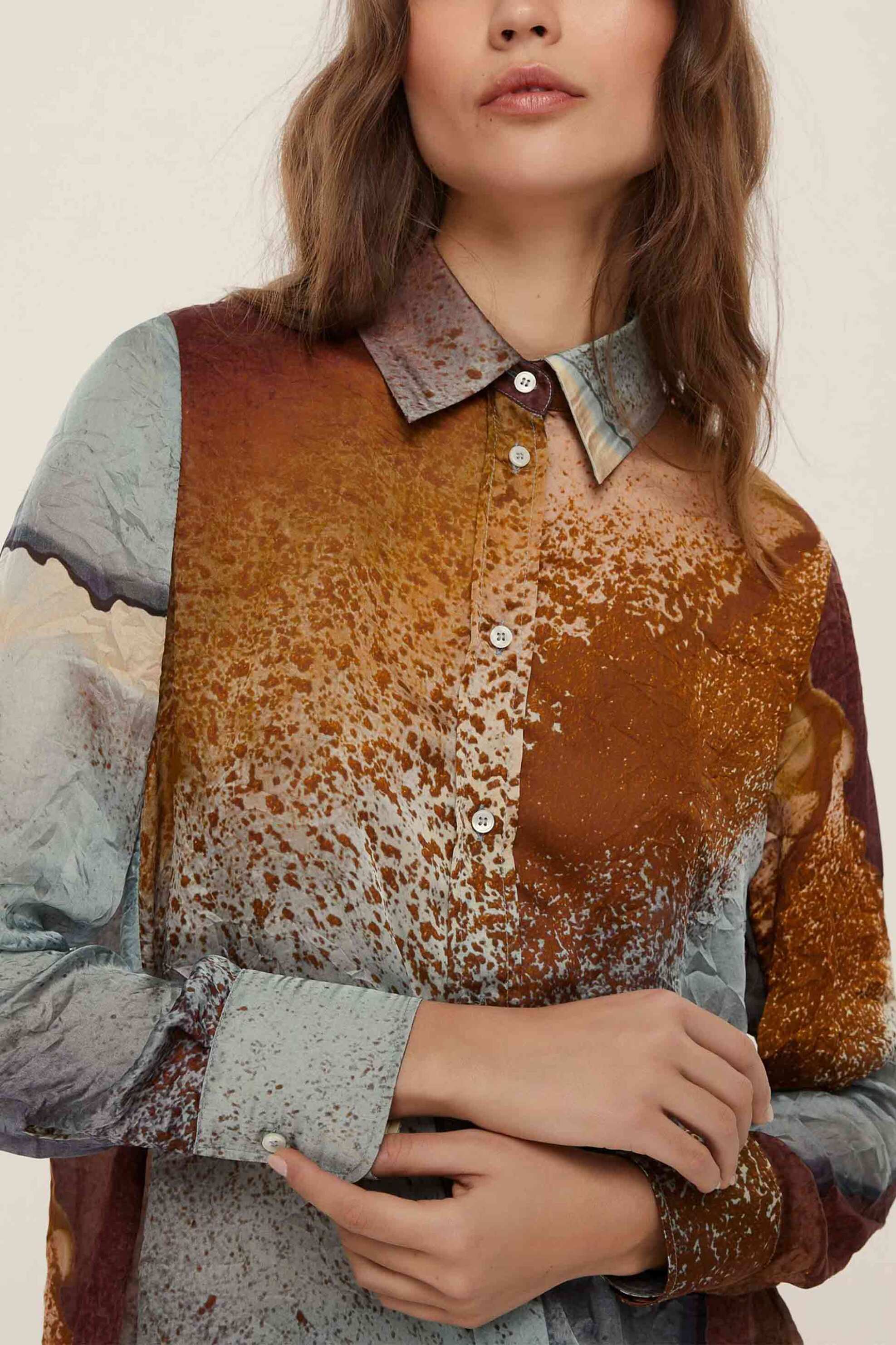 Emme by Marella γυναικείο πουκάμισο με print "Facella" - 2525116161200 Κεραμιδί φωτογραφία