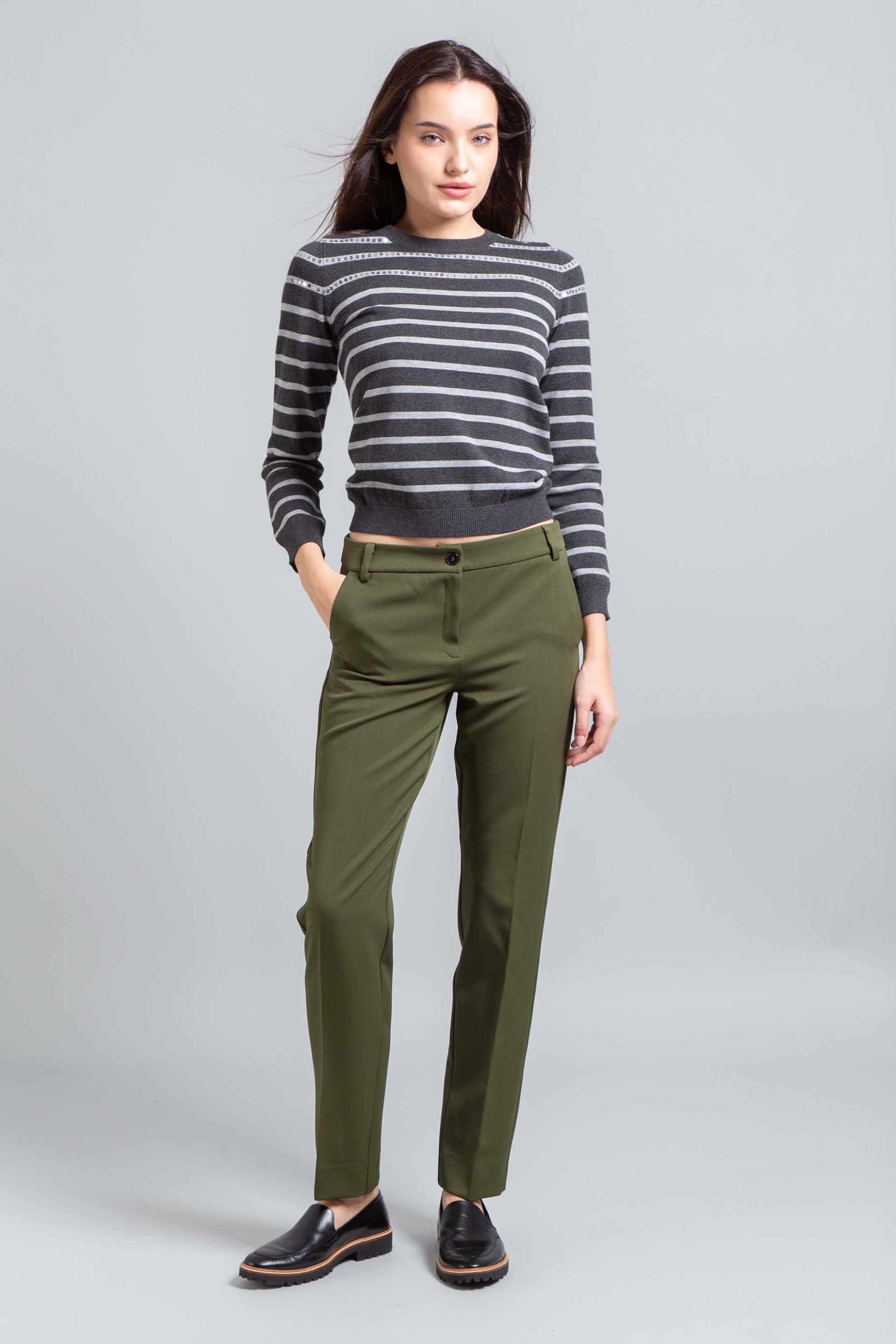 EMME Emme by Marella γυναικείο παντελόνι chinos "Serata" - 2525136081200 Πράσινο