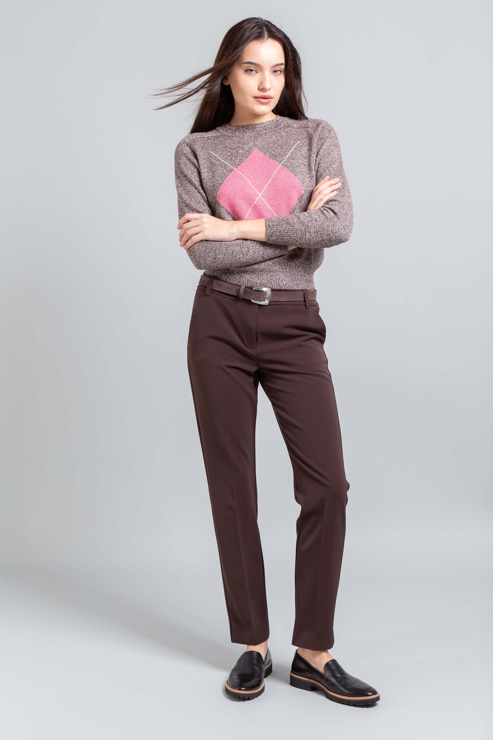 EMME Emme by Marella γυναικείο παντελόνι chinos "Silicio" - 2525136111200 Καφέ Σκούρο