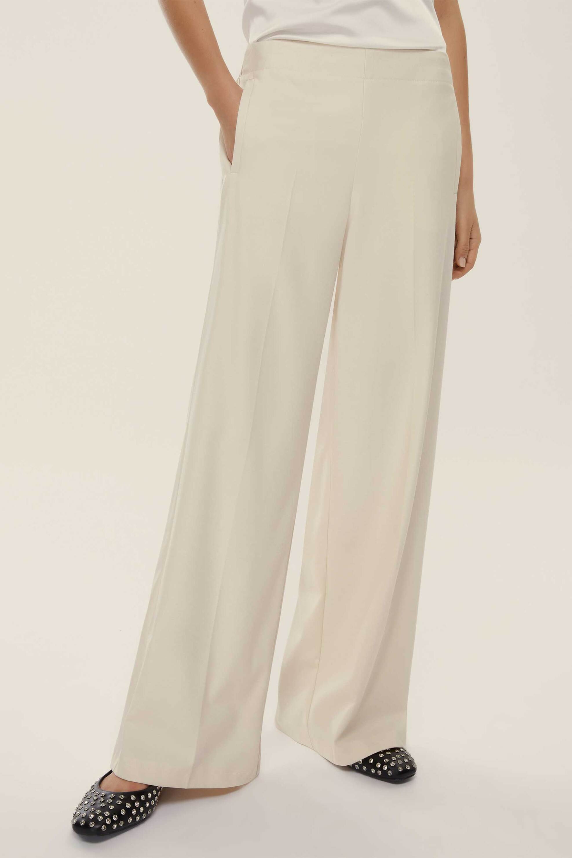 Emme by Marella γυναικείο παντελόνι με ελαστική μέση "Sarago" - 2525136141200 Λευκό φωτογραφία