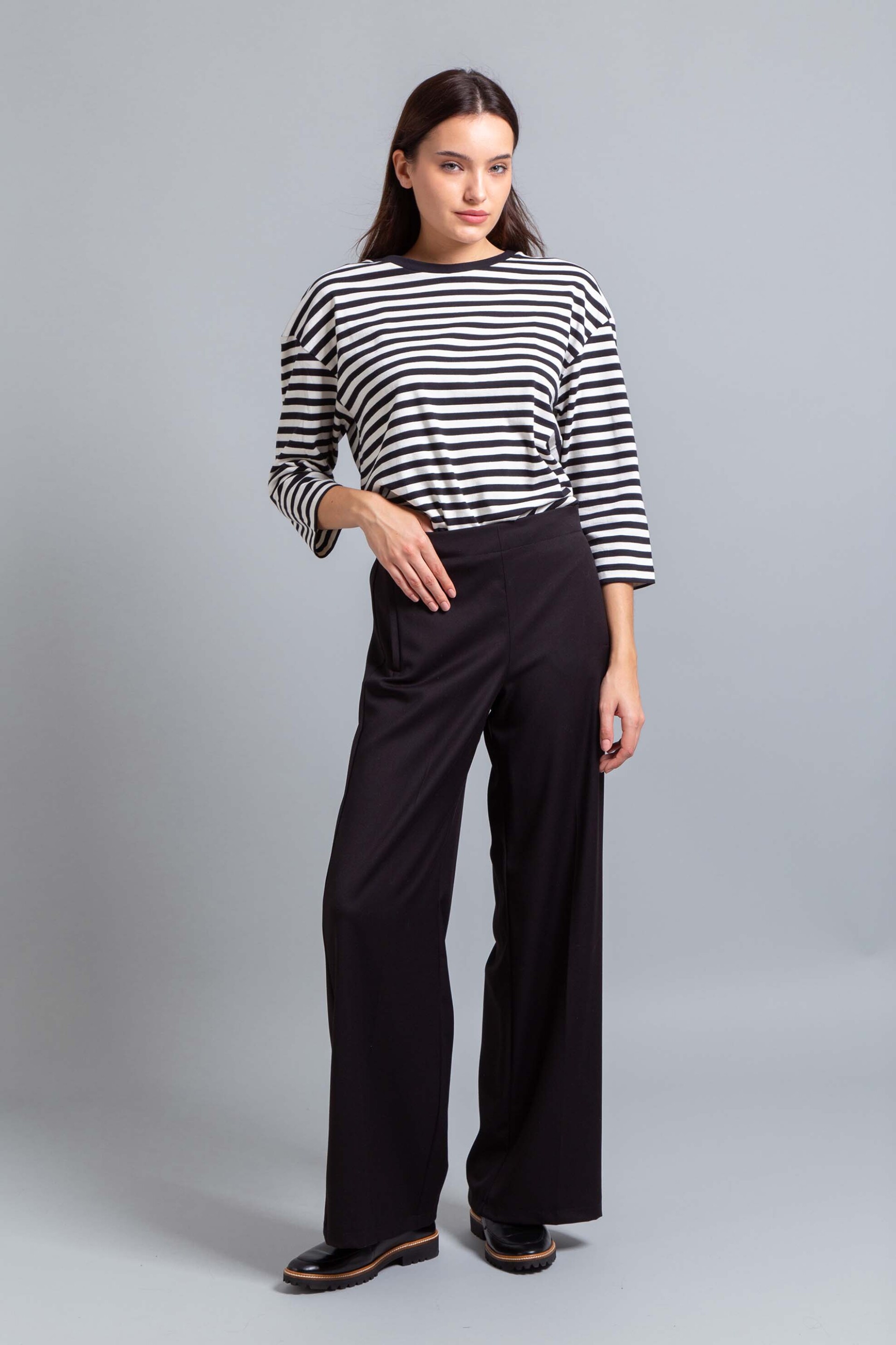 Emme by Marella γυναικείο παντελόνι με ελαστική μέση "Sarago" - 2525136141200 Μαύρο