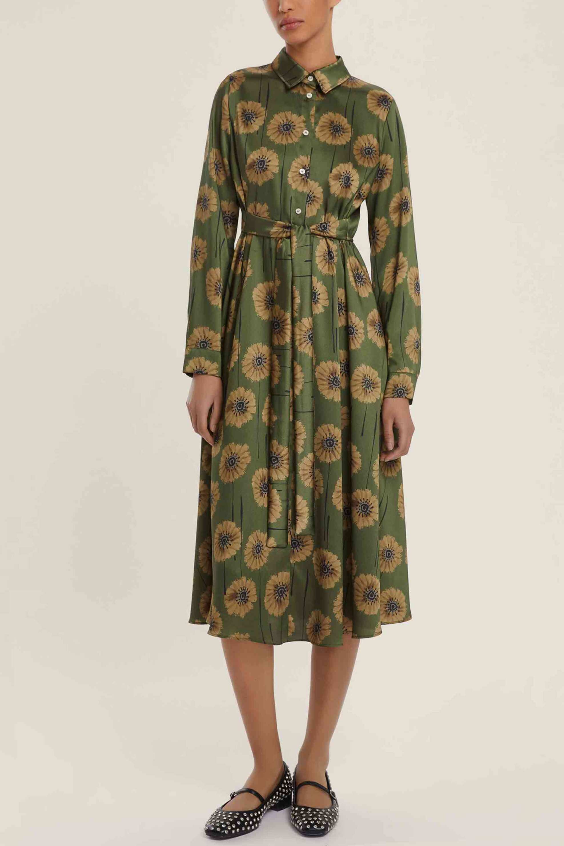 EMME Emme by Marella γυναικείο φόρεμα με print "Comma" - 2525226101200 Πράσινο