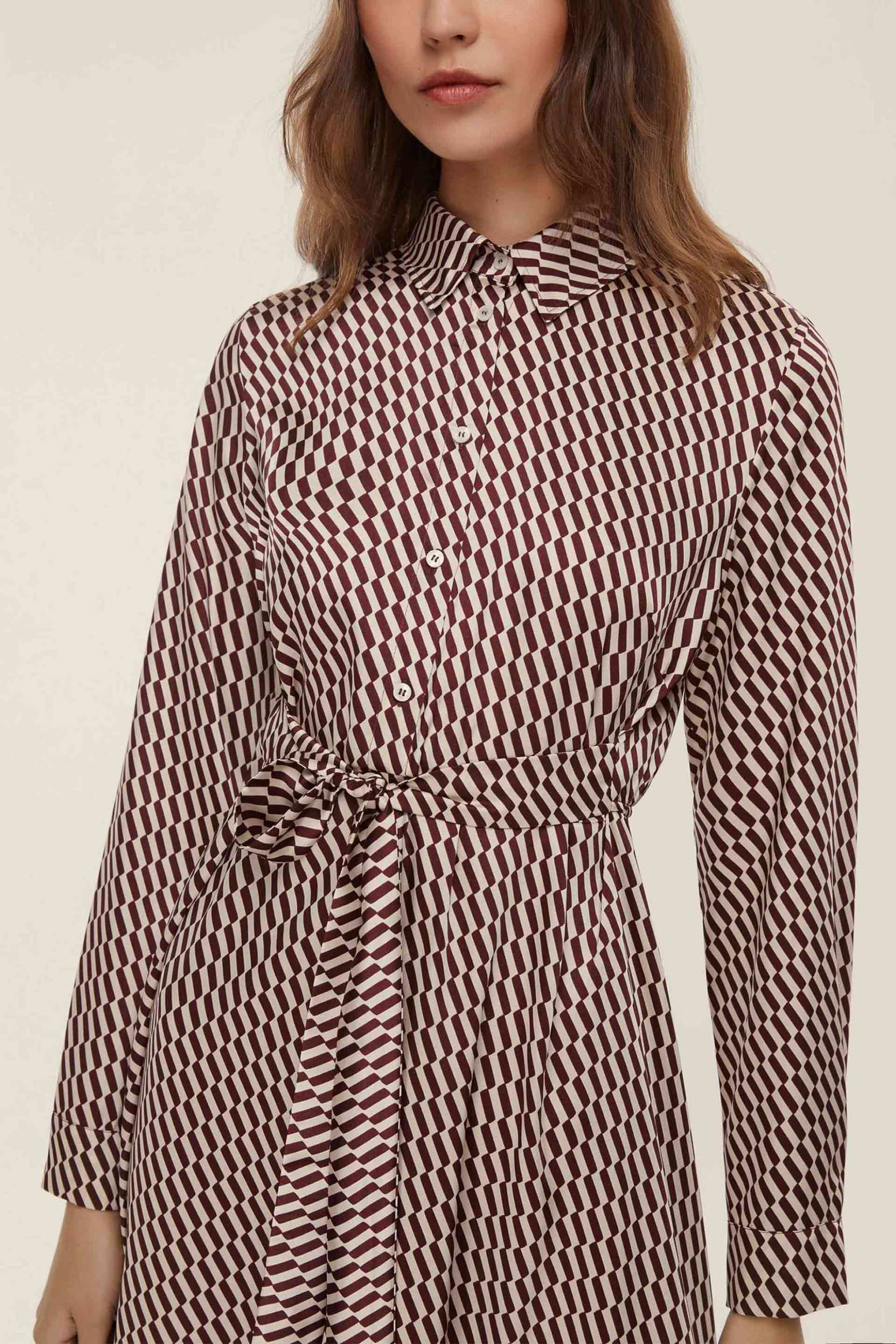 Emme by Marella γυναικείο φόρεμα με print "Comma" - 2525226101200 Μπορντό φωτογραφία