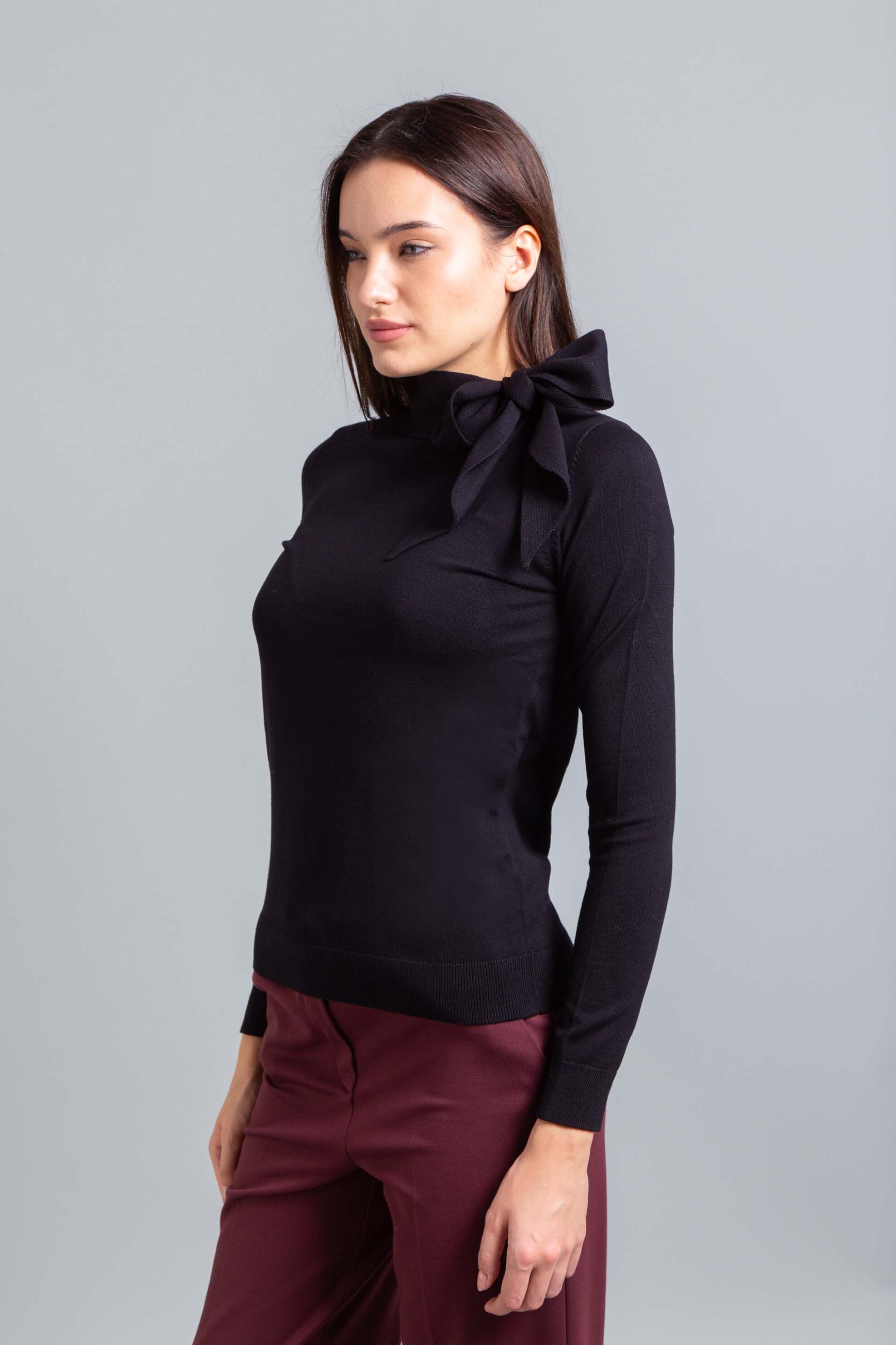 Emme by Marella γυναικεία πλεκτή μπλούζα με δέσιμο "Osaka" - 2525366061200 Μαύρο φωτογραφία