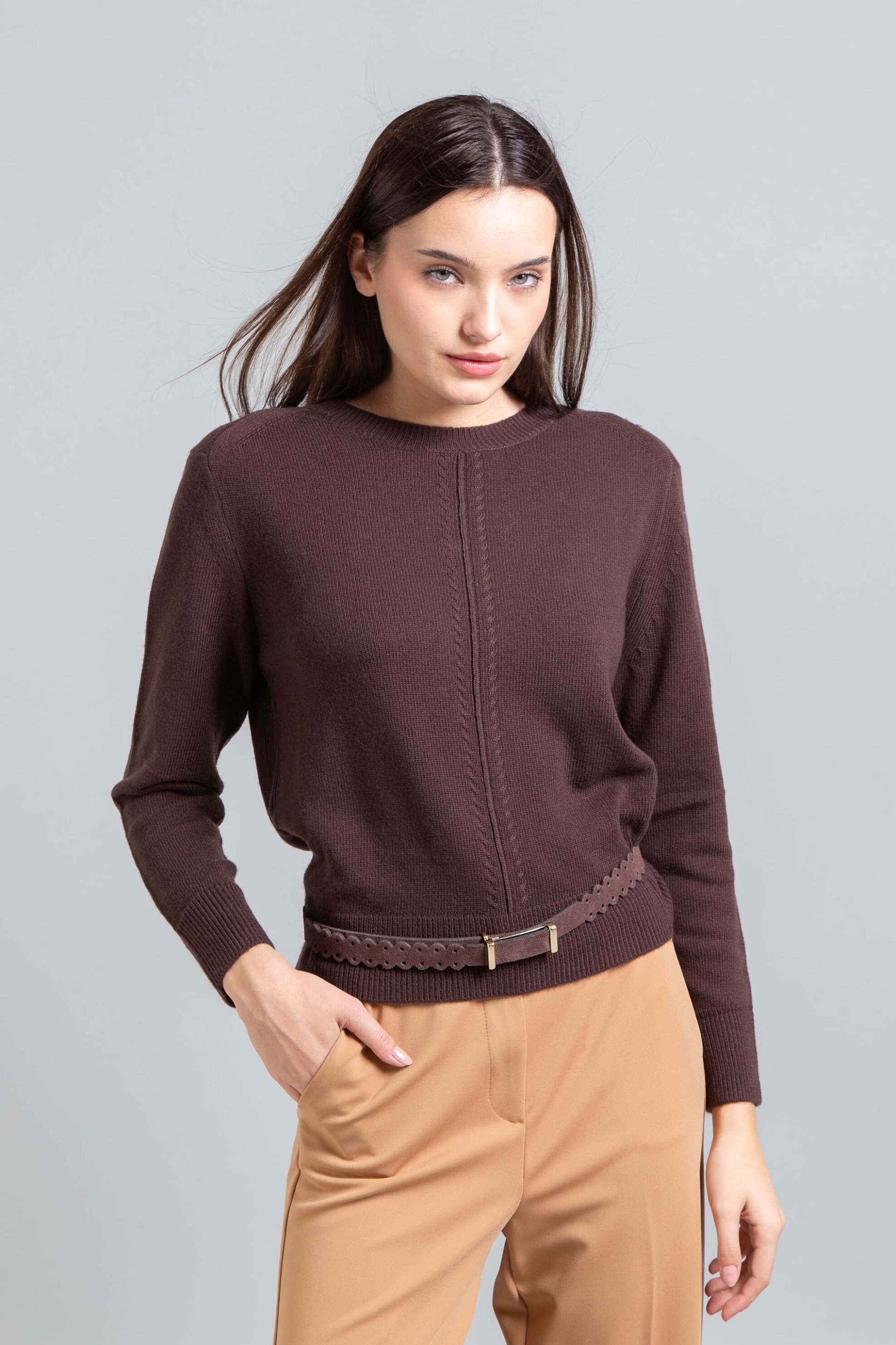 EMME Emme by Marella γυναικεία πλεκτή μπλούζα "Cennare" - 2525366112200 Καφέ Σκούρο