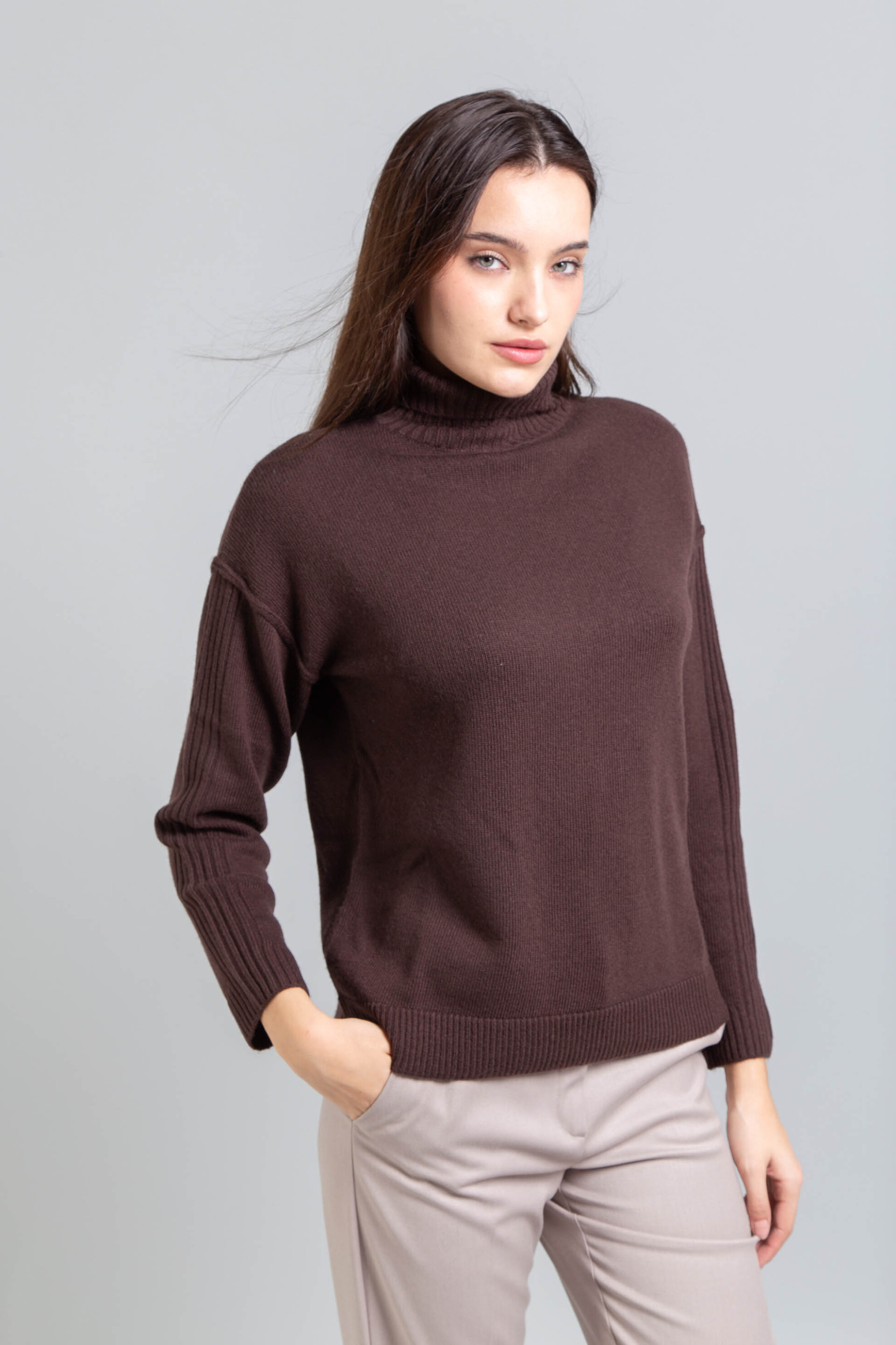 Emme by Marella γυναικεία πλεκτή μπλούζα "Biro" - 2525366122200 Καφέ Σκούρο φωτογραφία