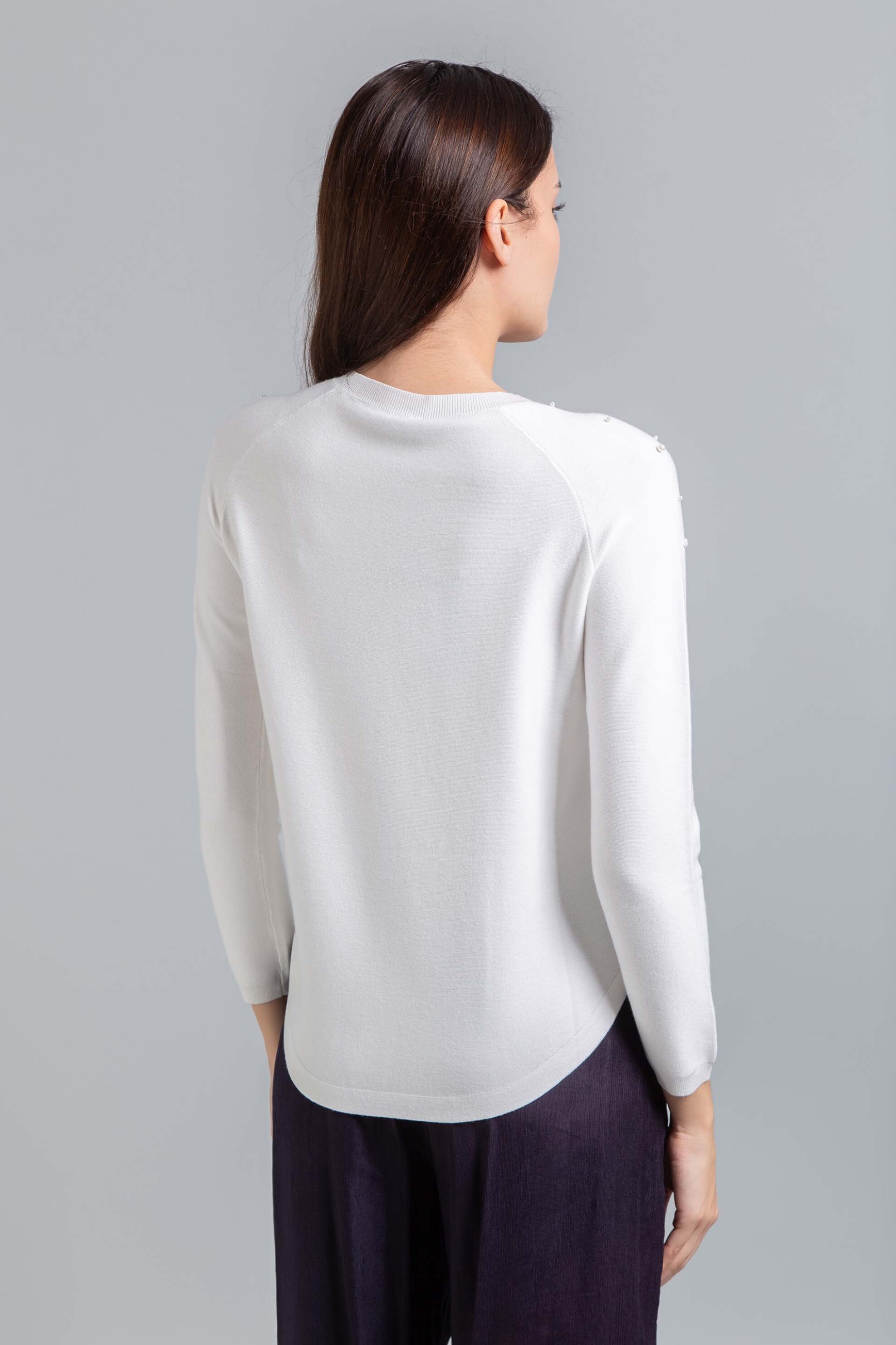 Emme by Marella γυναικεία πλεκτή μπλούζα με πέρλες "Gianni" - 2525366152200 Λευκό φωτογραφία