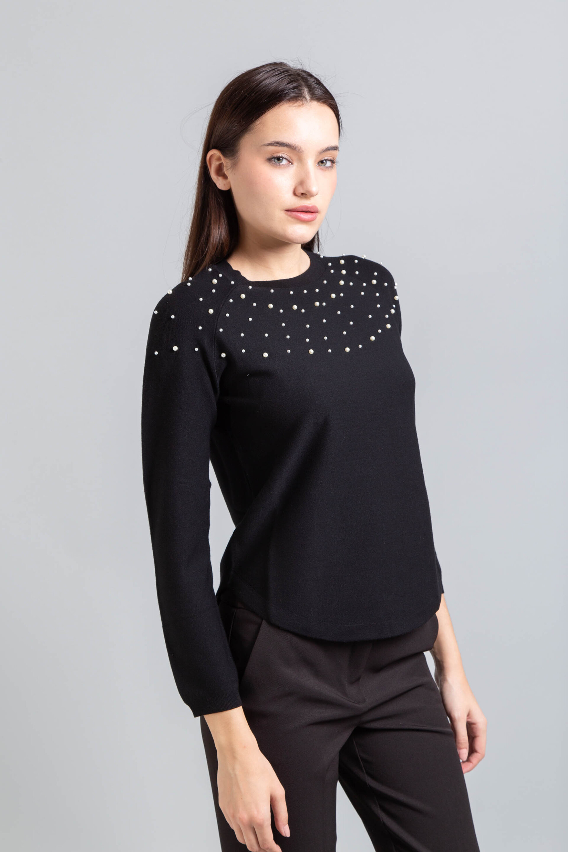 Emme by Marella γυναικεία πλεκτή μπλούζα με πέρλες "Gianni" - 2525366152200 Μαύρο φωτογραφία