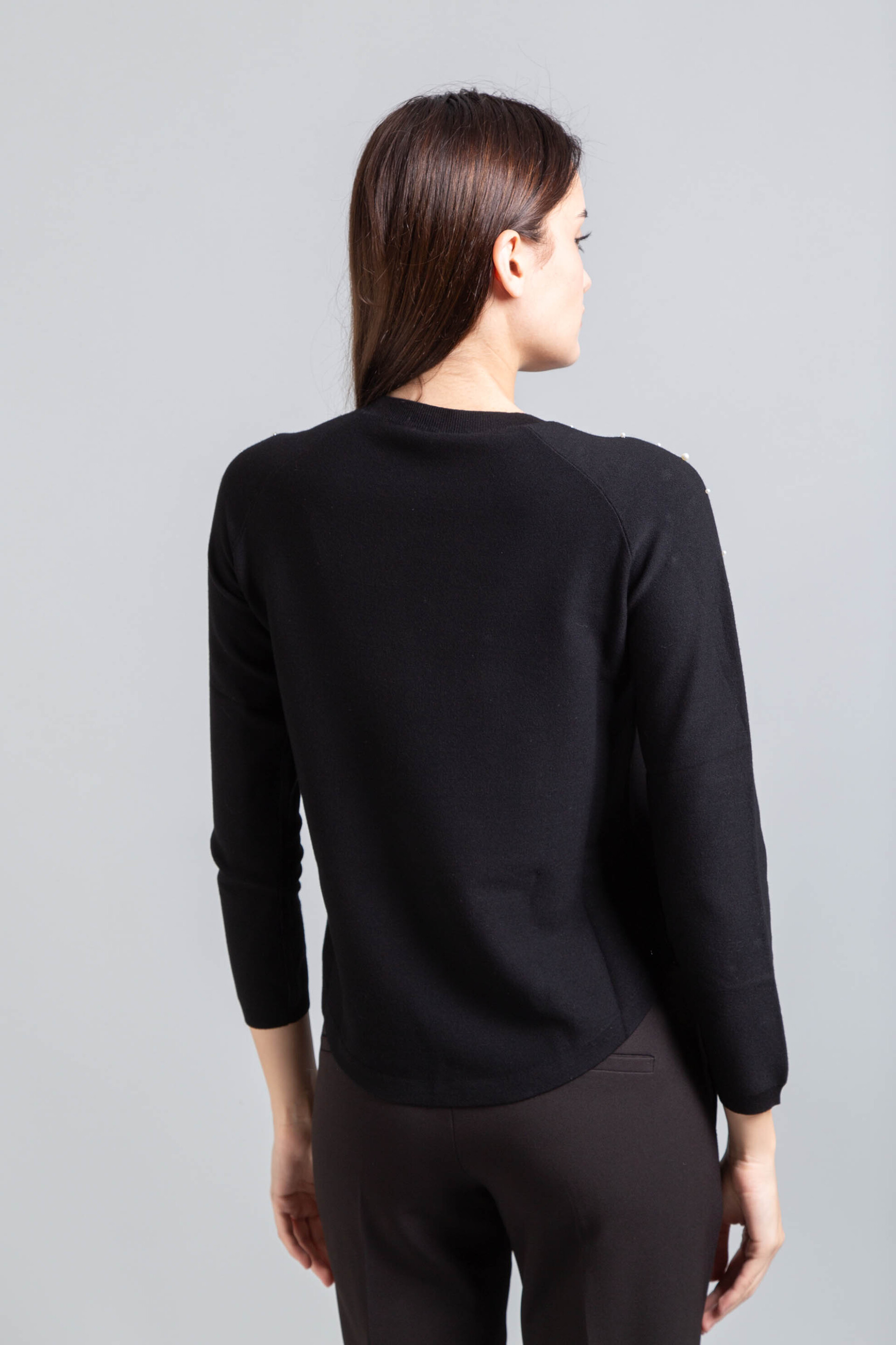 Emme by Marella γυναικεία πλεκτή μπλούζα με πέρλες "Gianni" - 2525366152200 Μαύρο φωτογραφία