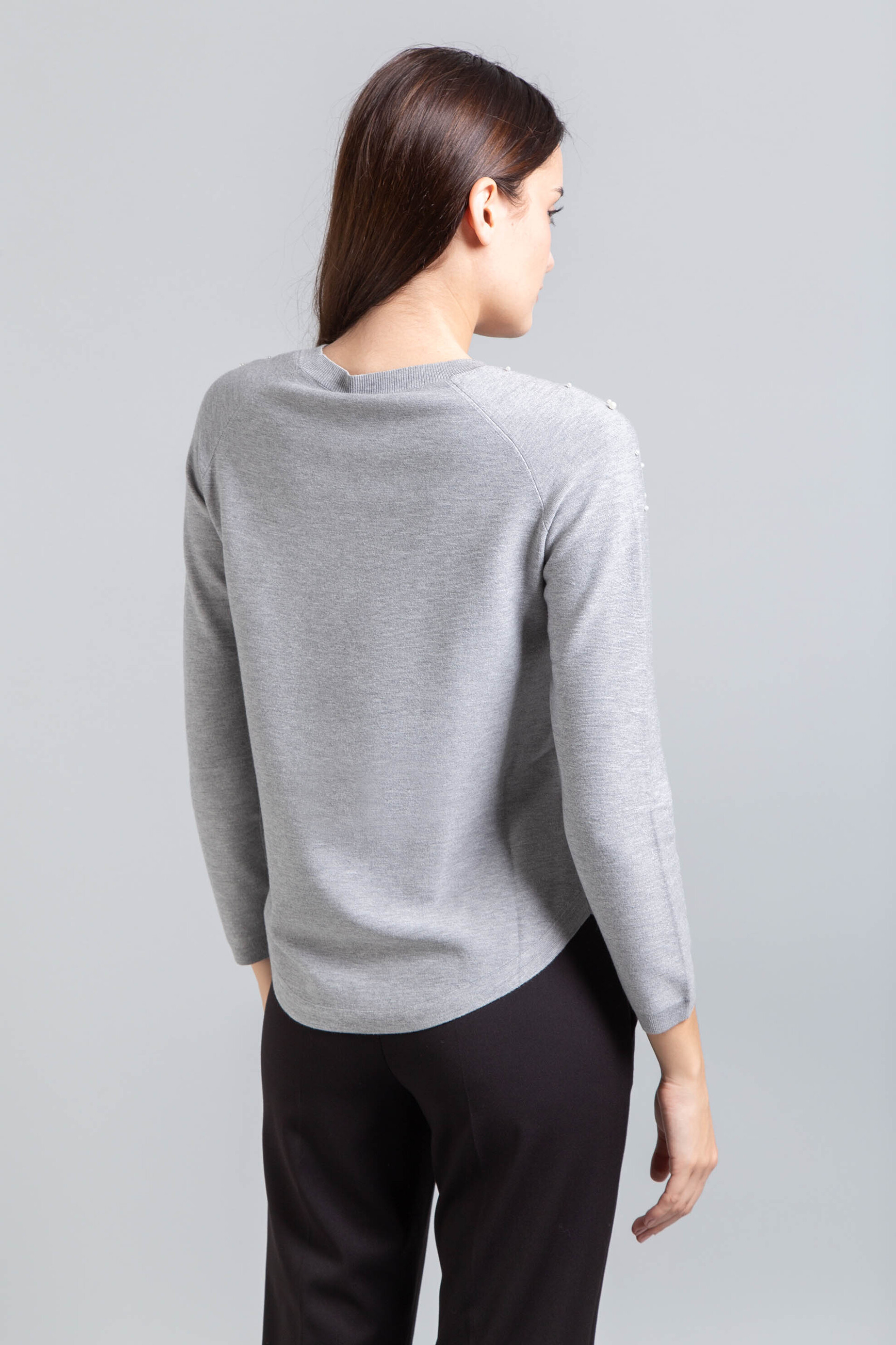 Emme by Marella γυναικεία πλεκτή μπλούζα με πέρλες "Gianni" - 2525366152200 Γκρι Ανοιχτό φωτογραφία